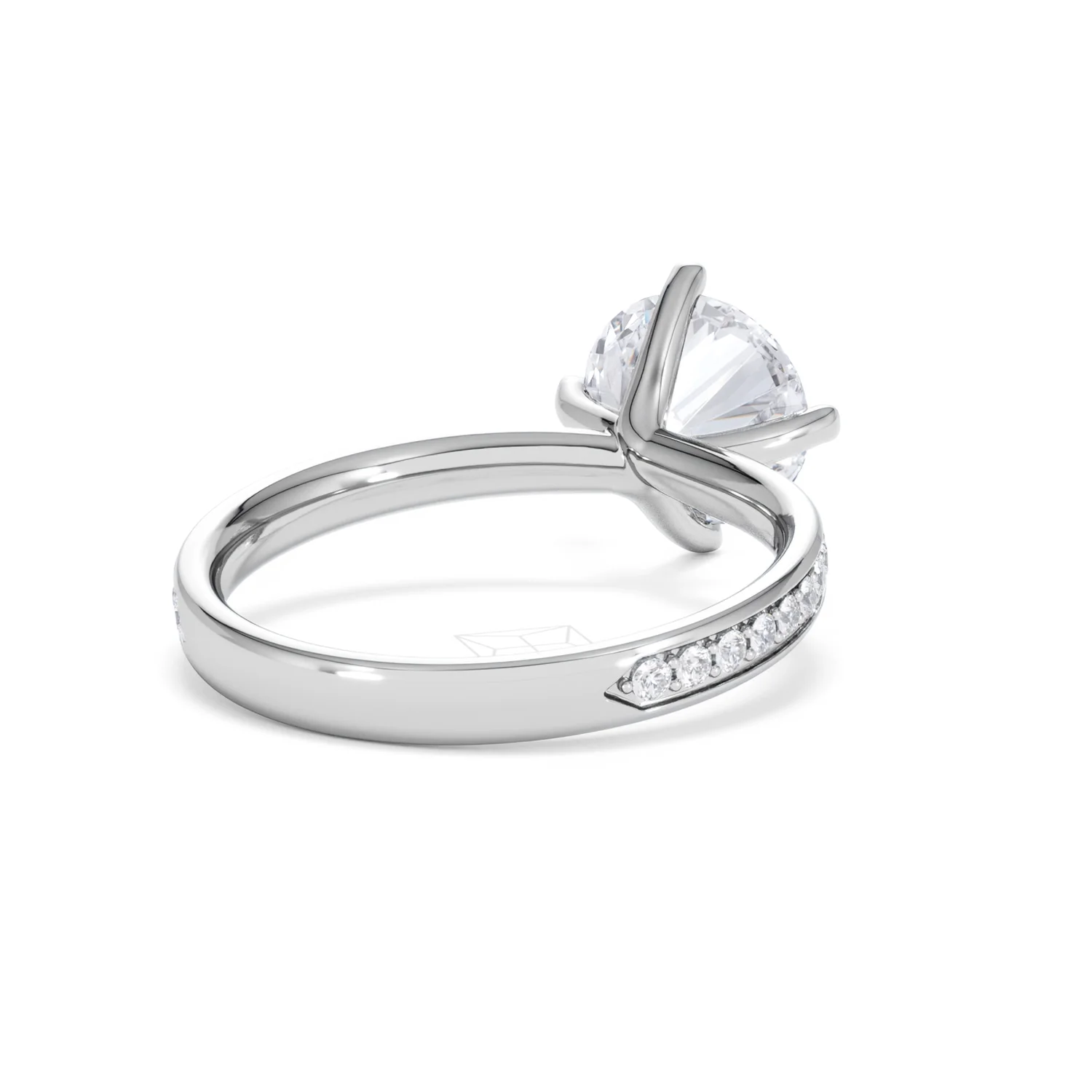 Origin Twist 2.00ct Round Cut Lab Diamond Solitaire Engagement Ring with Side Stones in 18K White Gold - Image 43