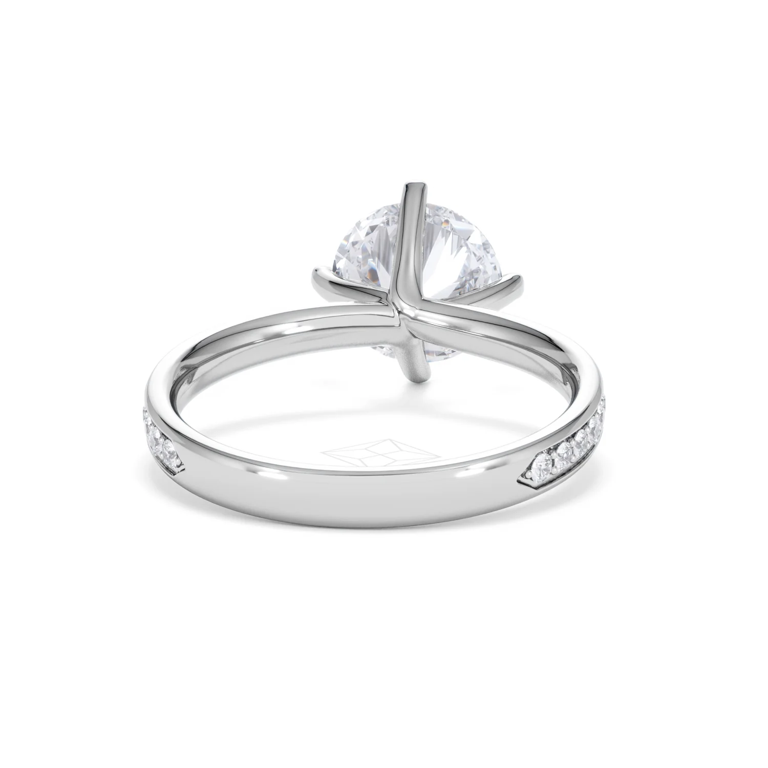 Origin Twist 2.00ct Round Cut Lab Diamond Solitaire Engagement Ring with Side Stones in 18K White Gold - Image 47