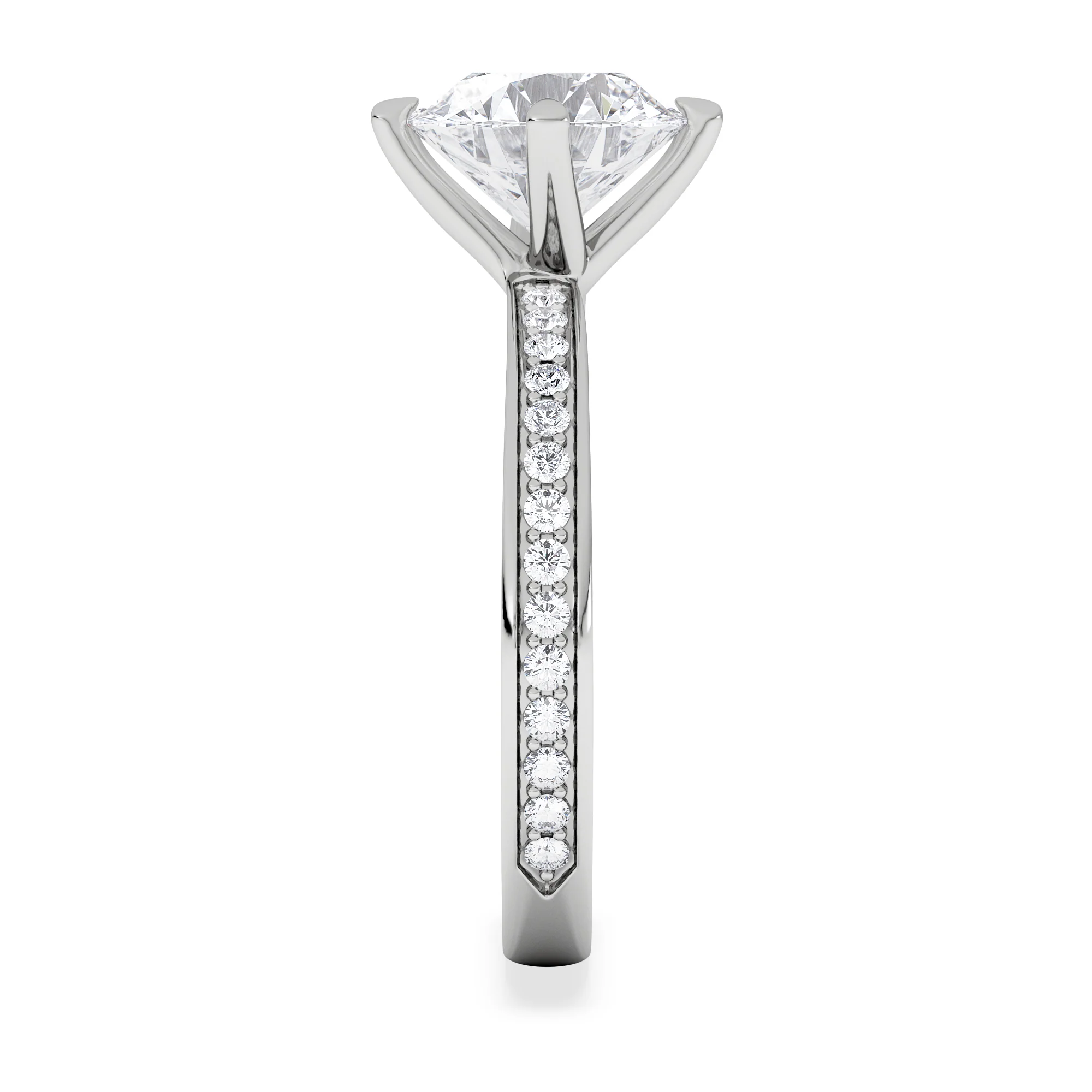 Origin Twist 2.00ct Round Cut Lab Diamond Solitaire Engagement Ring with Side Stones in 18K White Gold - Image 5
