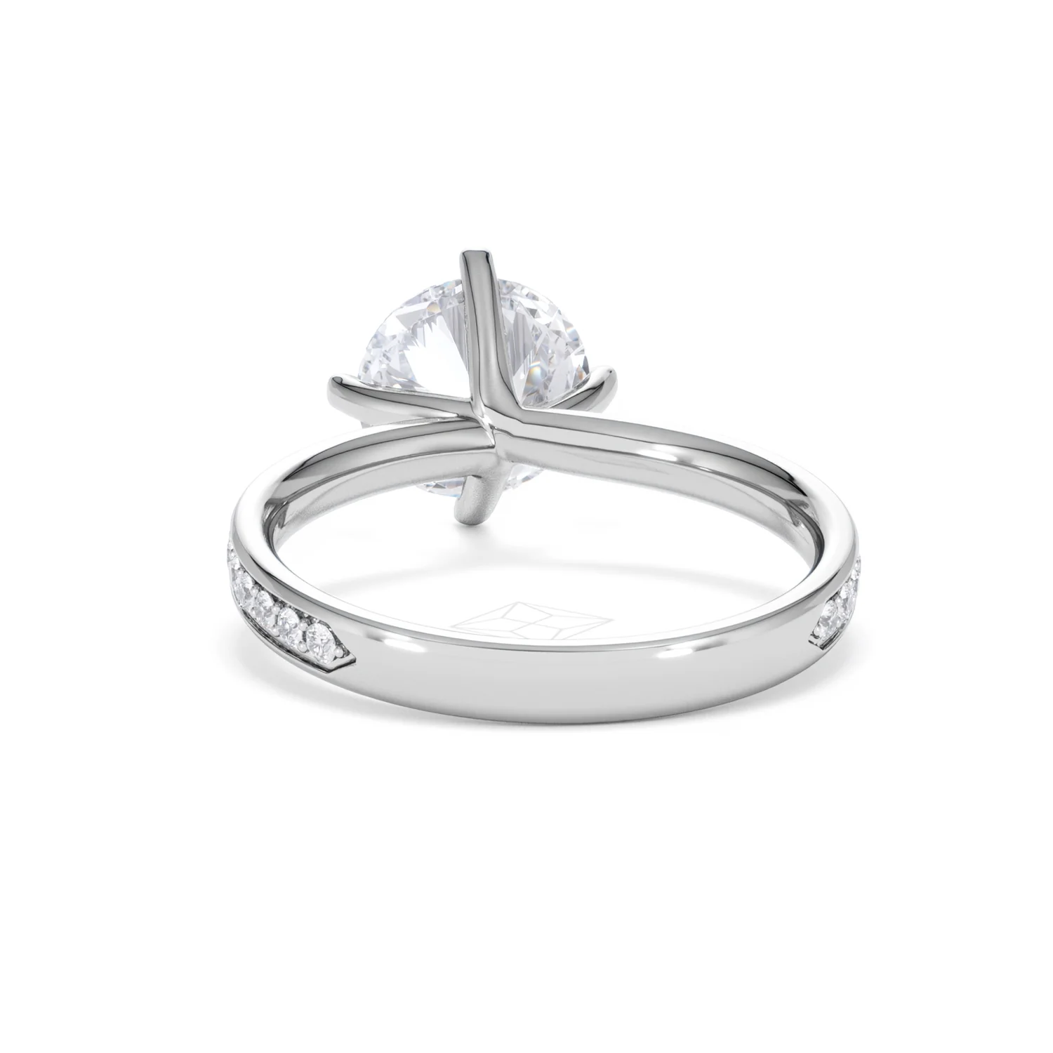 Origin Twist 2.00ct Round Cut Lab Diamond Solitaire Engagement Ring with Side Stones in 18K White Gold - Image 51