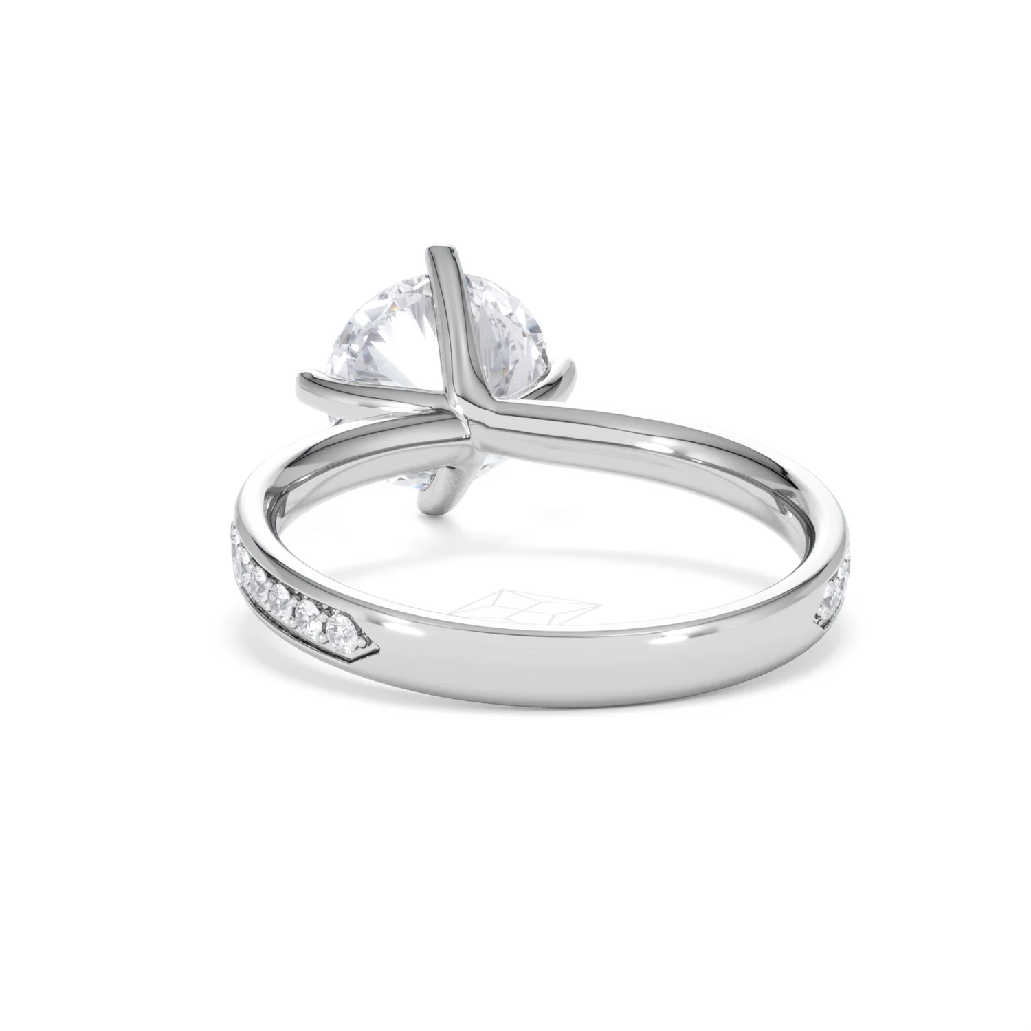 Origin Twist 2.00ct Round Cut Lab Diamond Solitaire Engagement Ring with Side Stones in 18K White Gold - Image 52