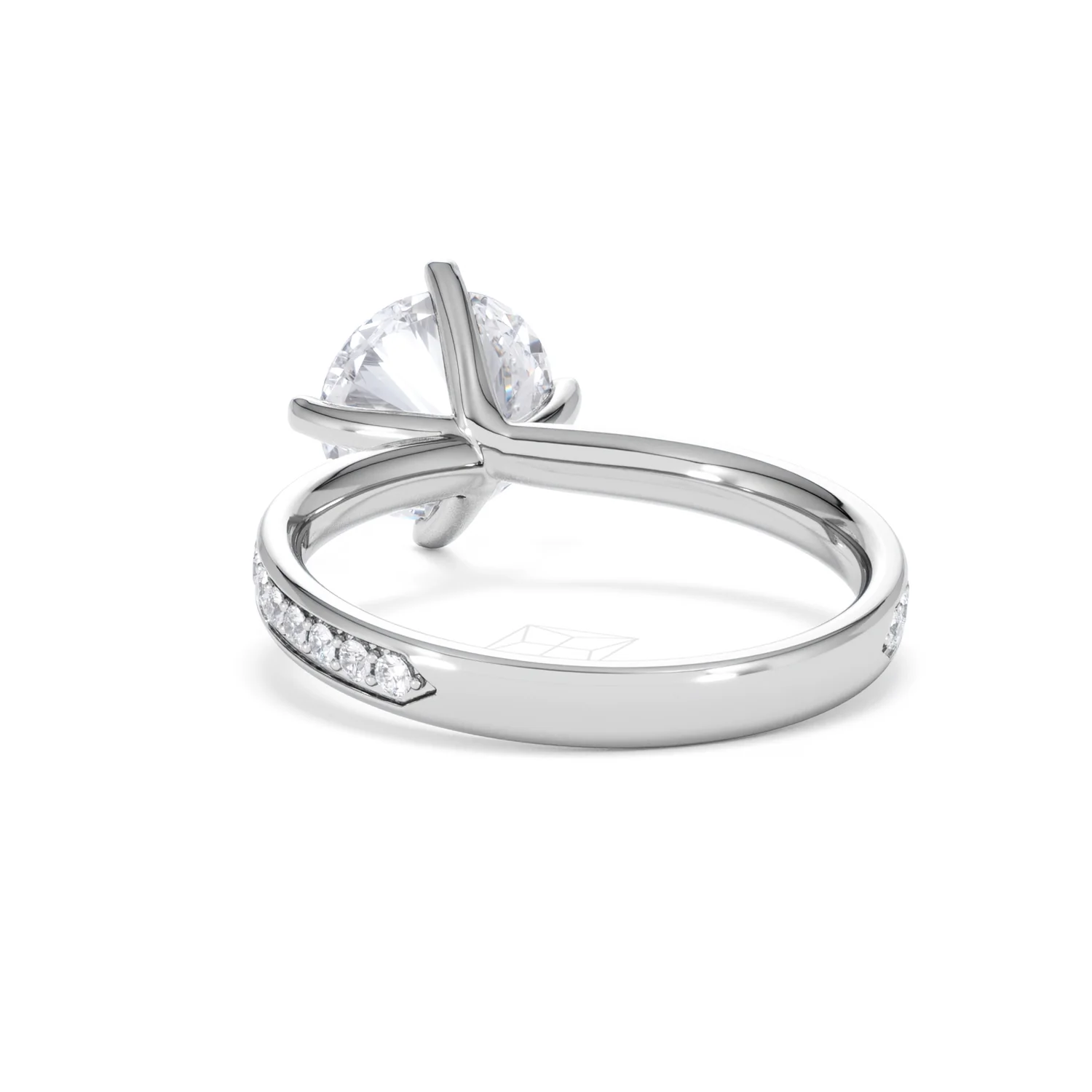 Origin Twist 2.00ct Round Cut Lab Diamond Solitaire Engagement Ring with Side Stones in 18K White Gold - Image 53