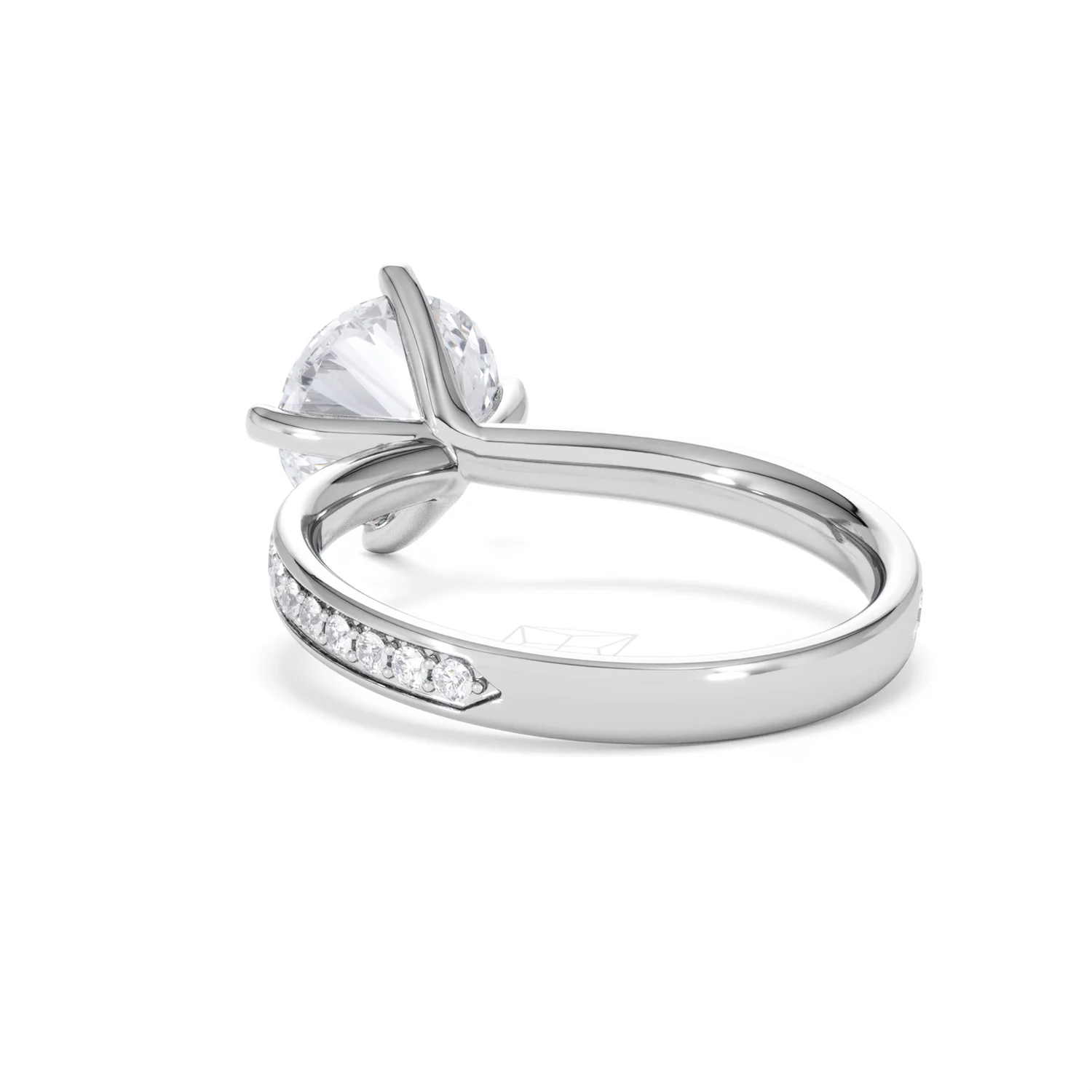 Origin Twist 2.00ct Round Cut Lab Diamond Solitaire Engagement Ring with Side Stones in 18K White Gold - Image 55