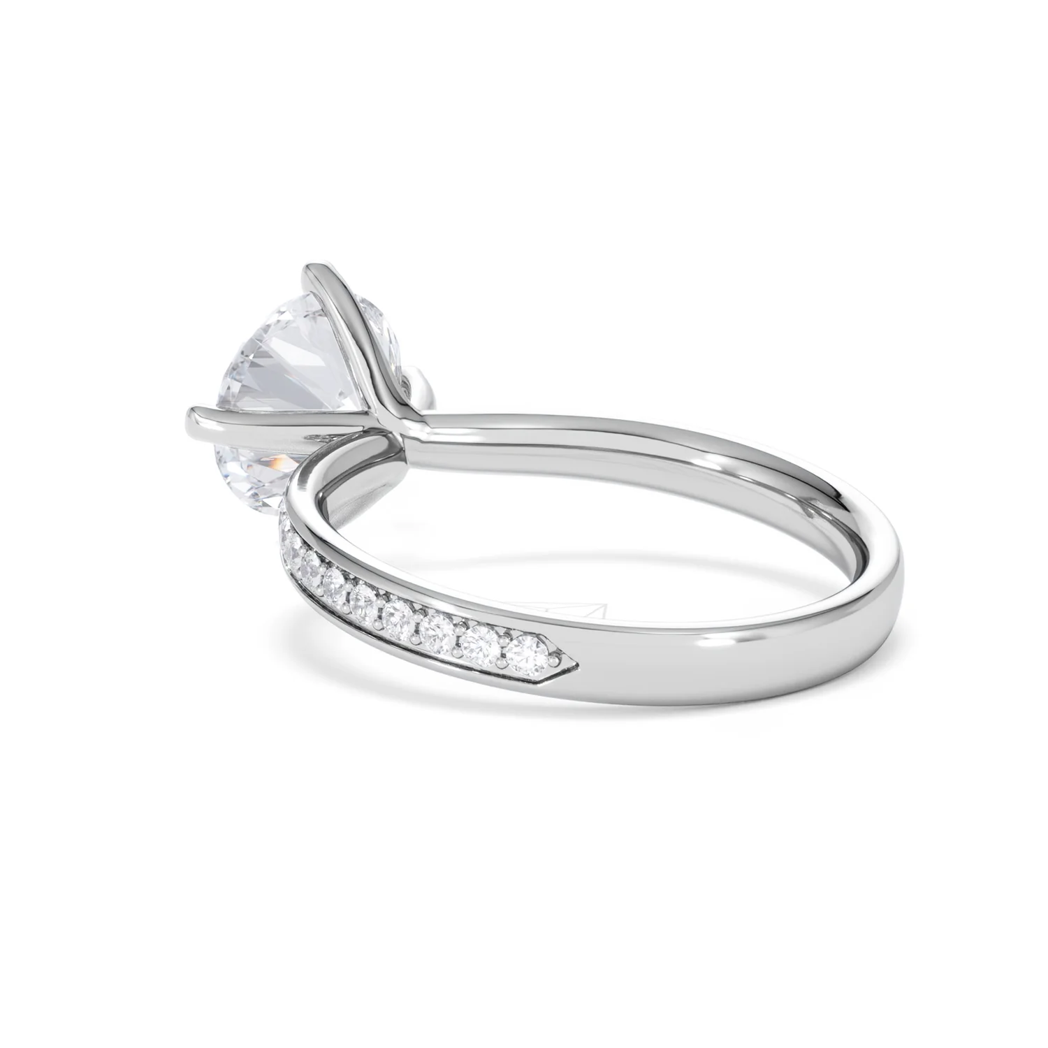 Origin Twist 2.00ct Round Cut Lab Diamond Solitaire Engagement Ring with Side Stones in 18K White Gold - Image 58