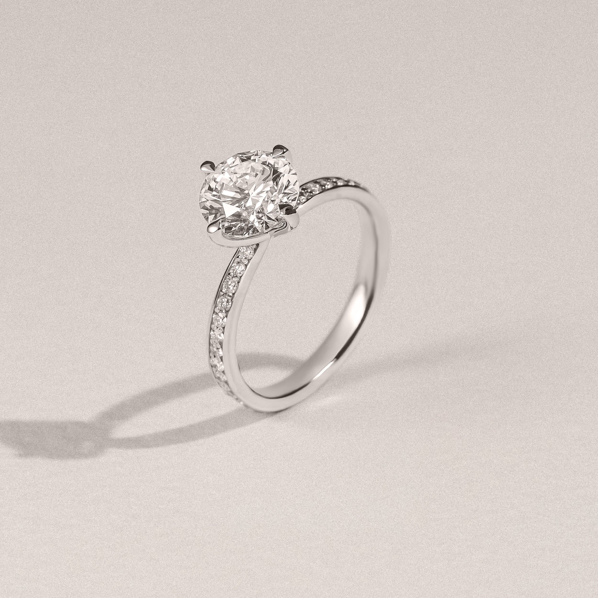 Origin Twist 2.00ct Round Cut Lab Diamond Solitaire Engagement Ring with Side Stones in 18K White Gold - Image 6