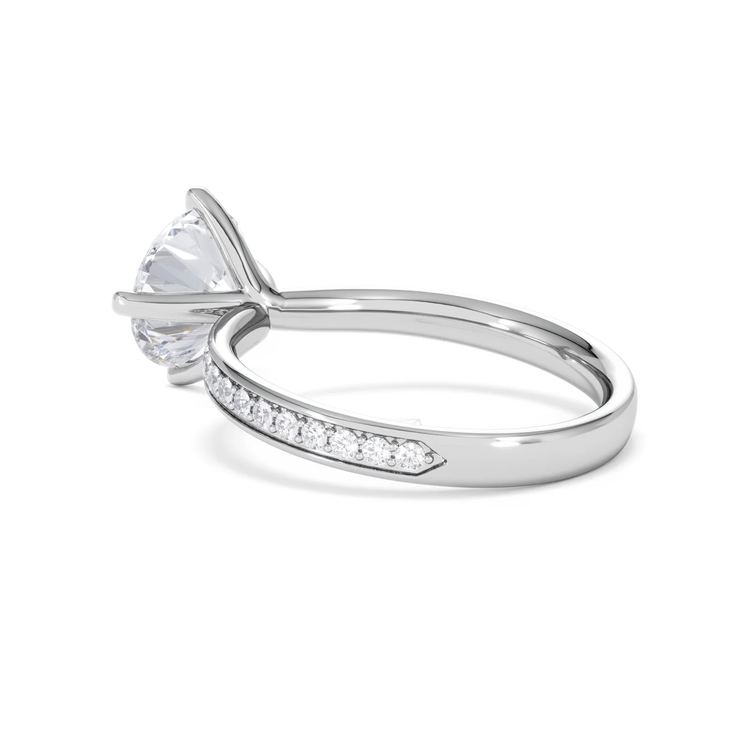 Origin Twist 2.00ct Round Cut Lab Diamond Solitaire Engagement Ring with Side Stones in 18K White Gold - Image 60