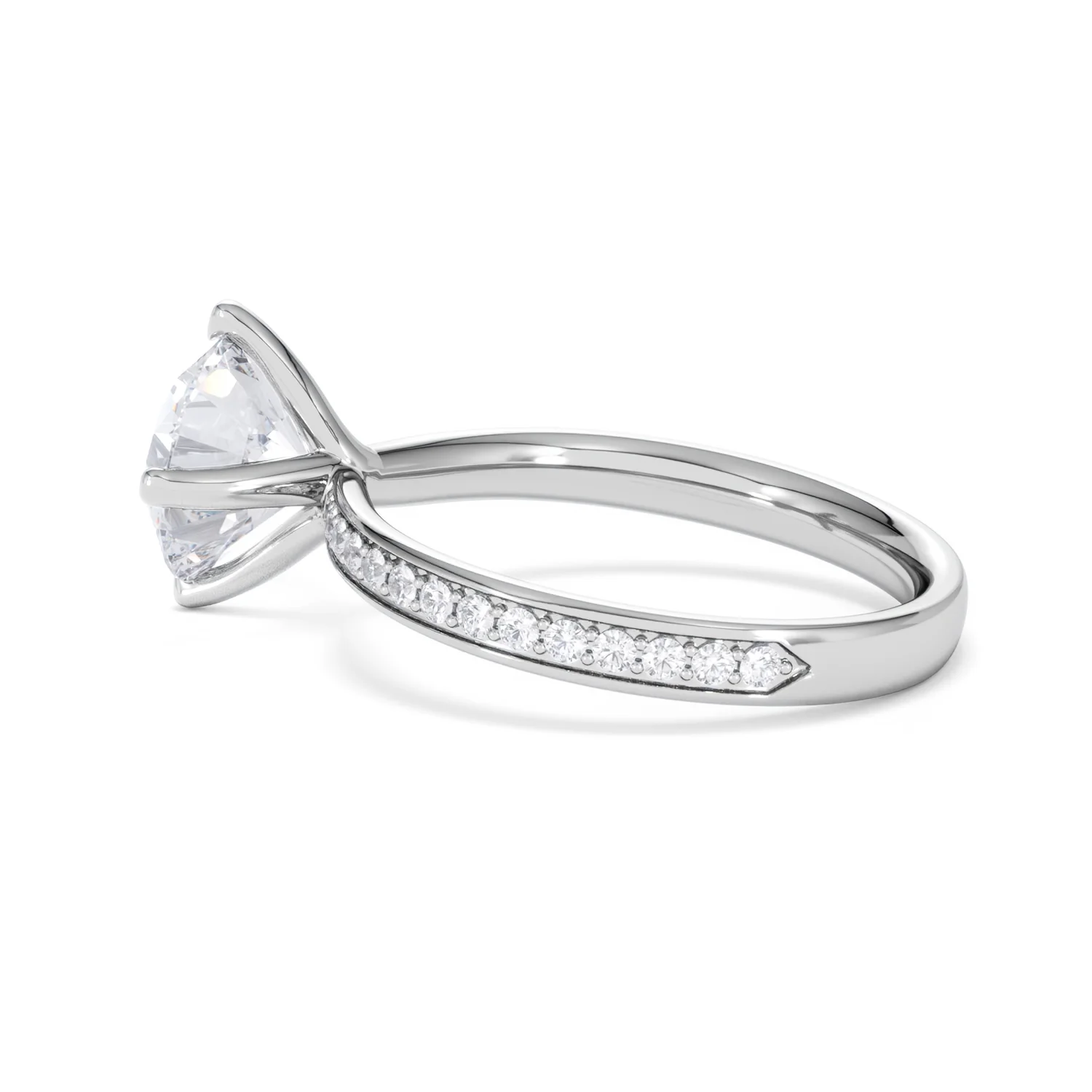 Origin Twist 2.00ct Round Cut Lab Diamond Solitaire Engagement Ring with Side Stones in 18K White Gold - Image 65