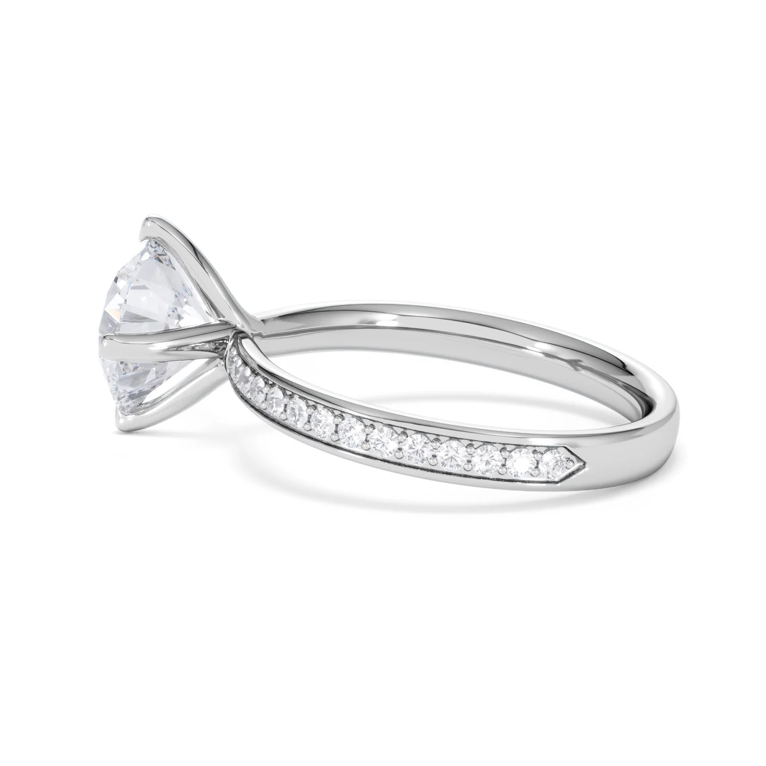 Origin Twist 2.00ct Round Cut Lab Diamond Solitaire Engagement Ring with Side Stones in 18K White Gold - Image 66
