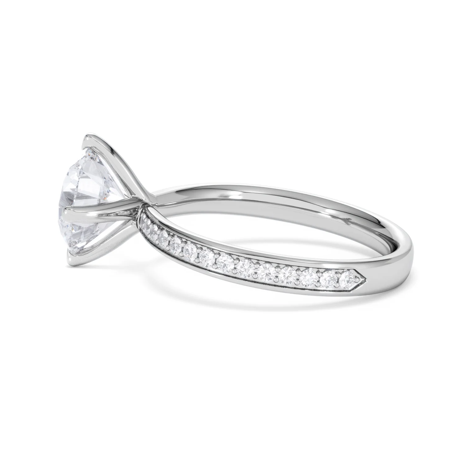Origin Twist 2.00ct Round Cut Lab Diamond Solitaire Engagement Ring with Side Stones in 18K White Gold - Image 67
