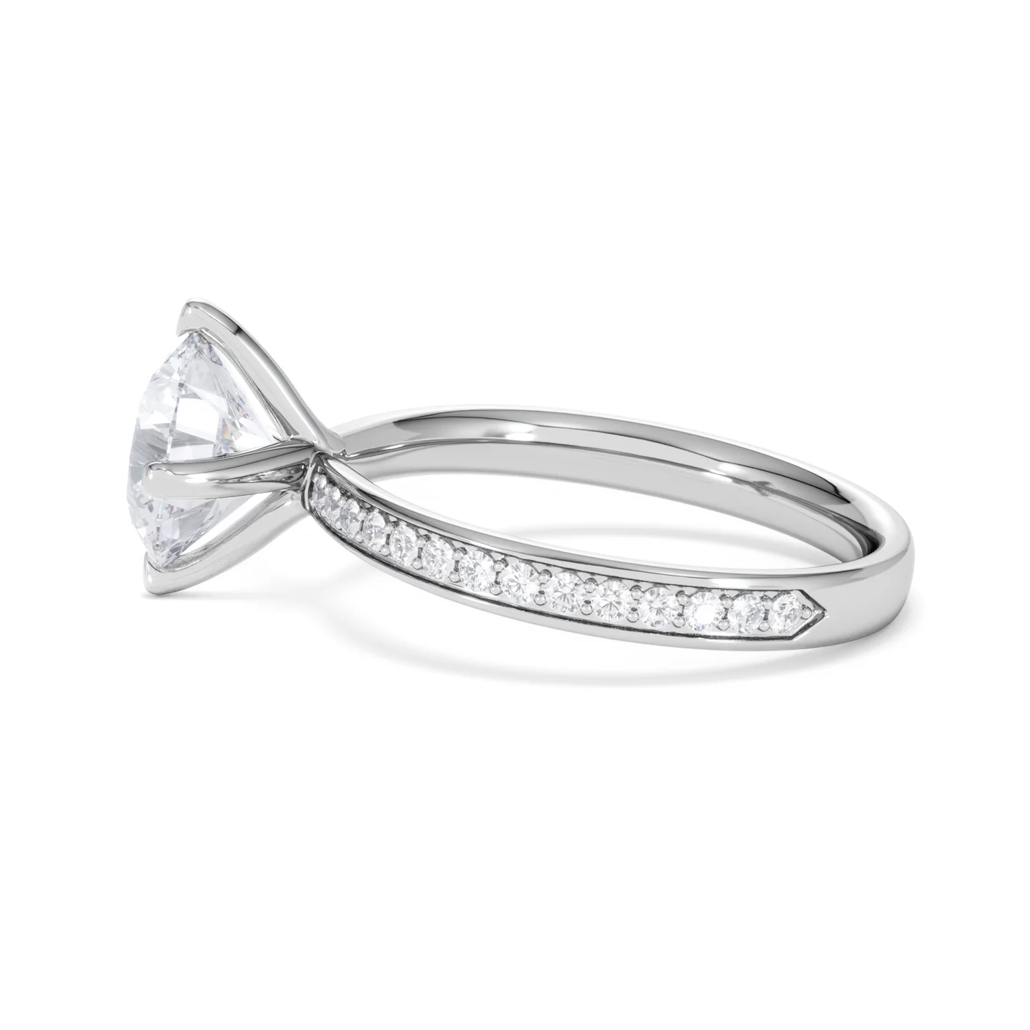 Origin Twist 2.00ct Round Cut Lab Diamond Solitaire Engagement Ring with Side Stones in 18K White Gold - Image 68