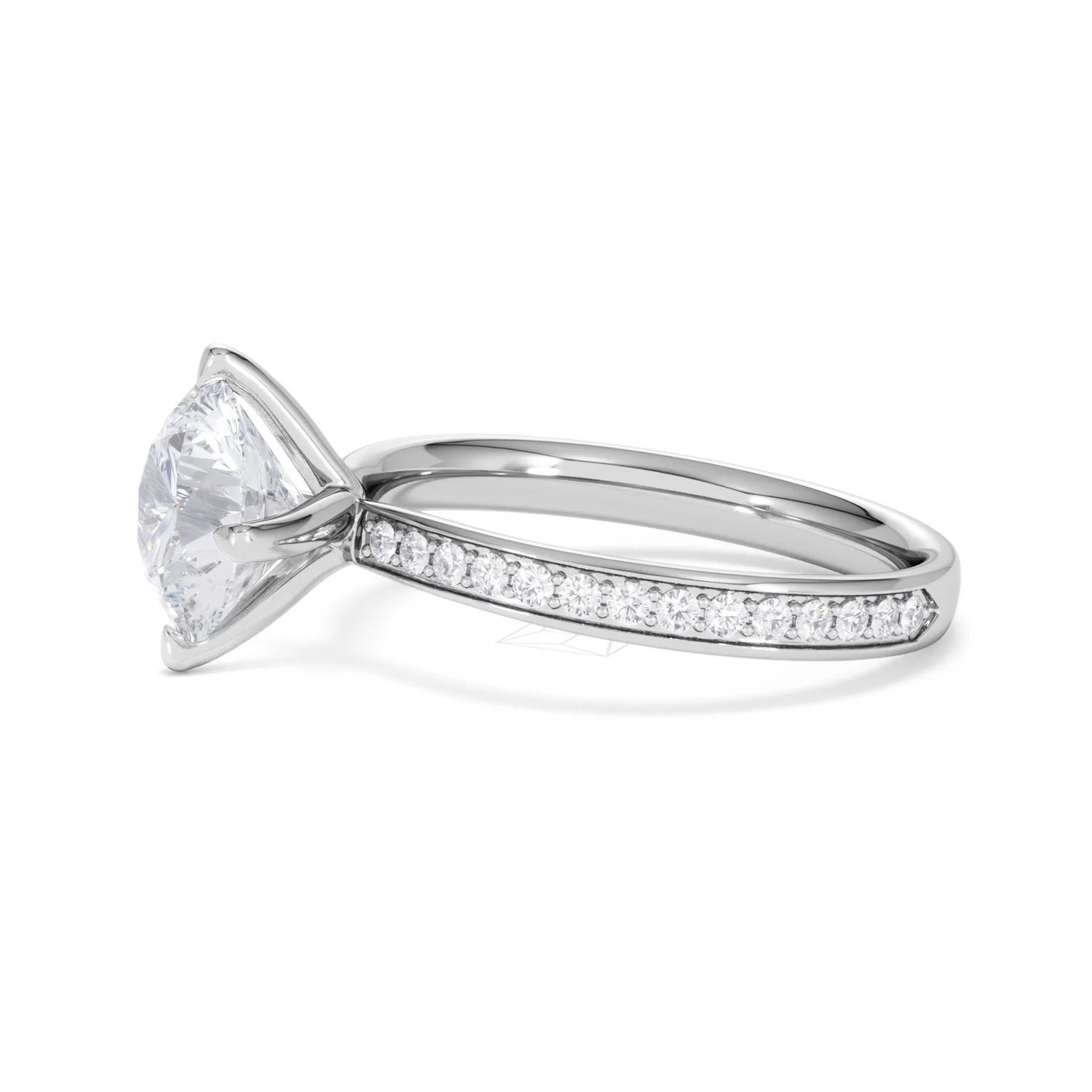 Origin Twist 2.00ct Round Cut Lab Diamond Solitaire Engagement Ring with Side Stones in 18K White Gold - Image 73