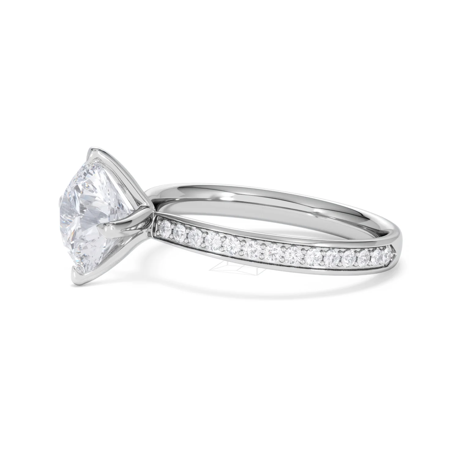 Origin Twist 2.00ct Round Cut Lab Diamond Solitaire Engagement Ring with Side Stones in 18K White Gold - Image 74