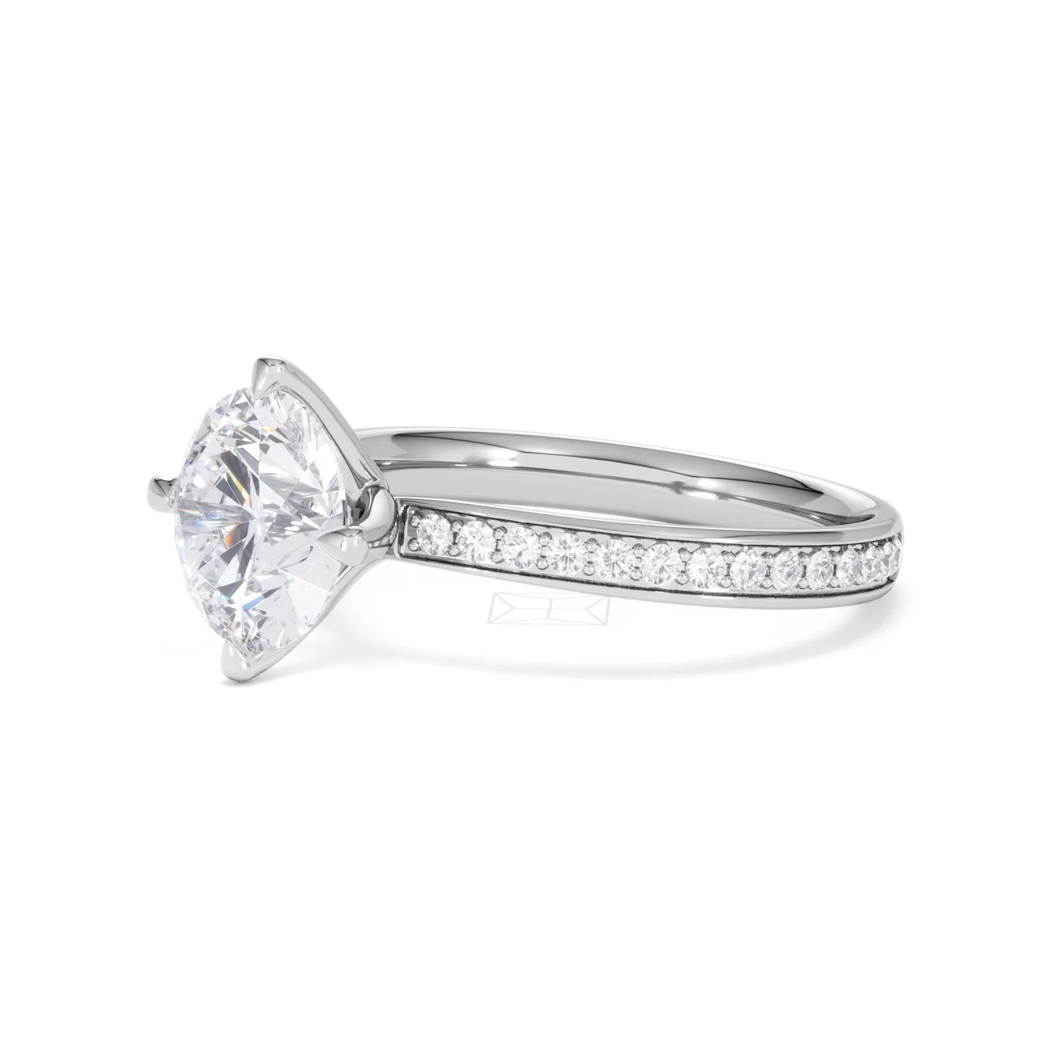 Origin Twist 2.00ct Round Cut Lab Diamond Solitaire Engagement Ring with Side Stones in 18K White Gold - Image 78
