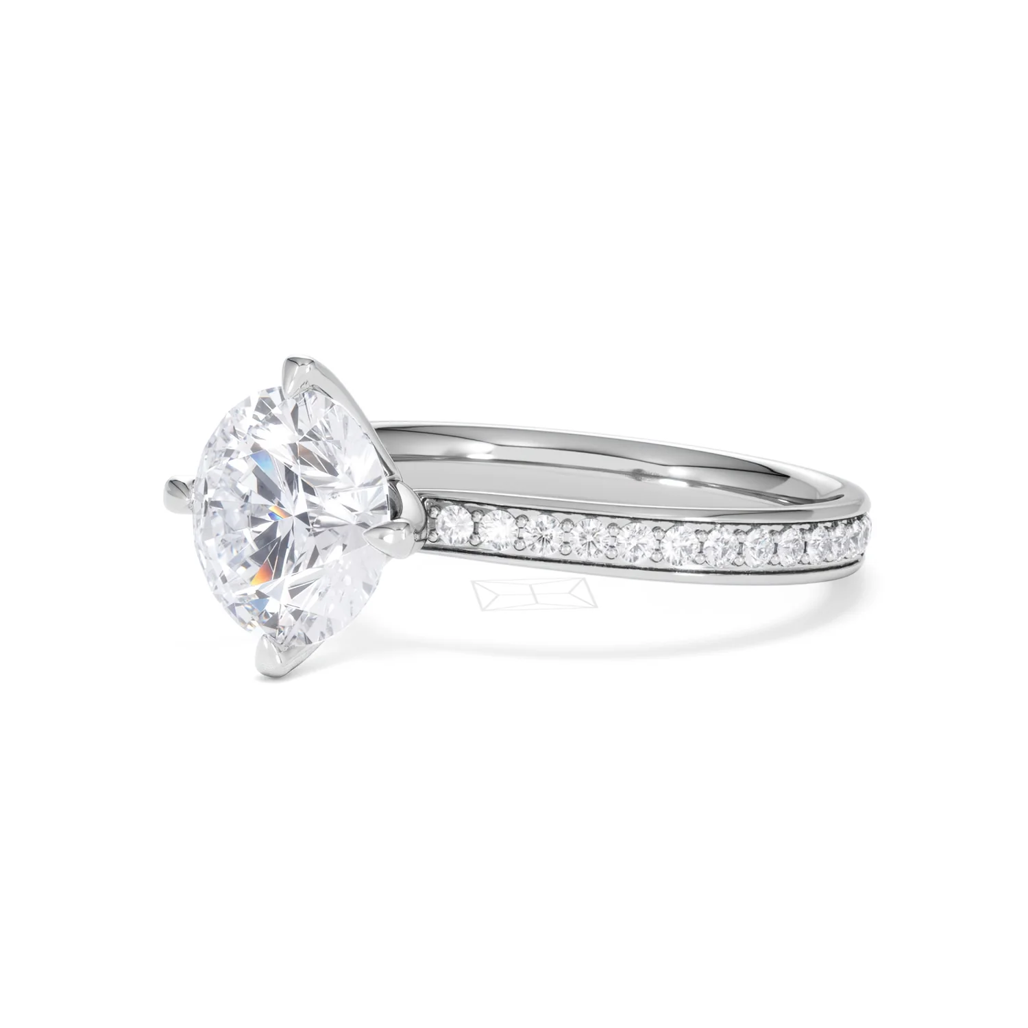 Origin Twist 2.00ct Round Cut Lab Diamond Solitaire Engagement Ring with Side Stones in 18K White Gold - Image 80