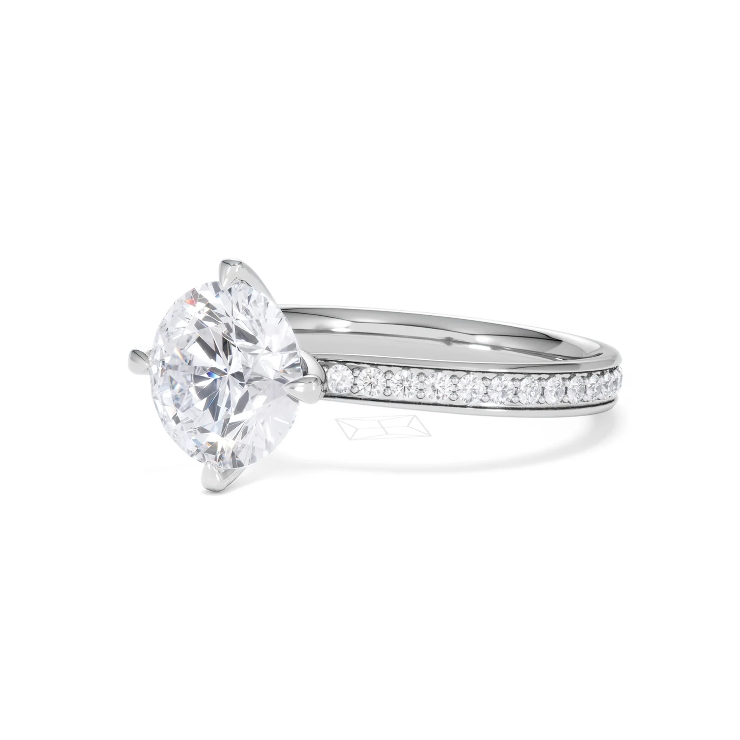 Origin Twist 2.00ct Round Cut Lab Diamond Solitaire Engagement Ring with Side Stones in 18K White Gold - Image 81