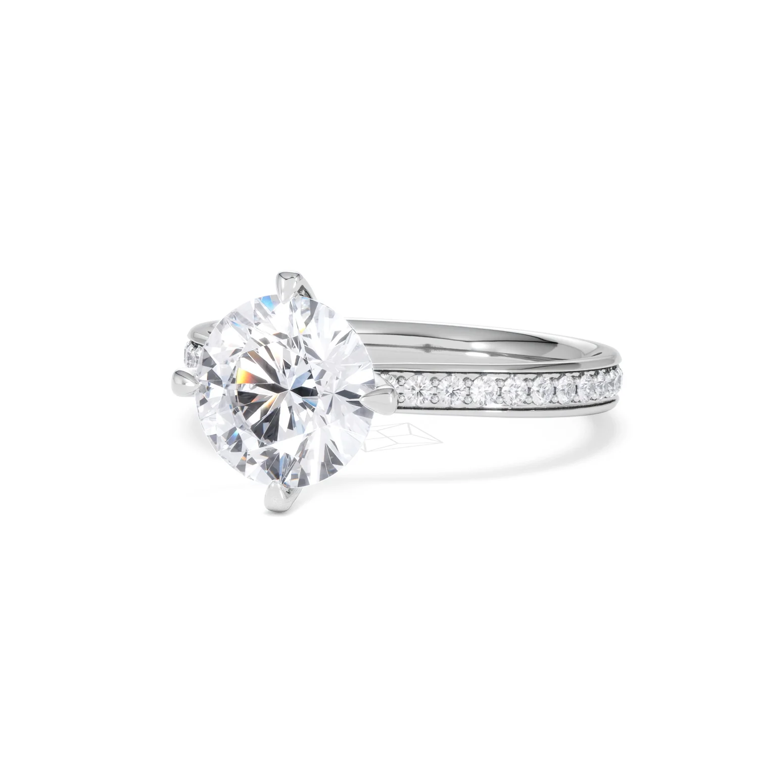 Origin Twist 2.00ct Round Cut Lab Diamond Solitaire Engagement Ring with Side Stones in 18K White Gold - Image 84