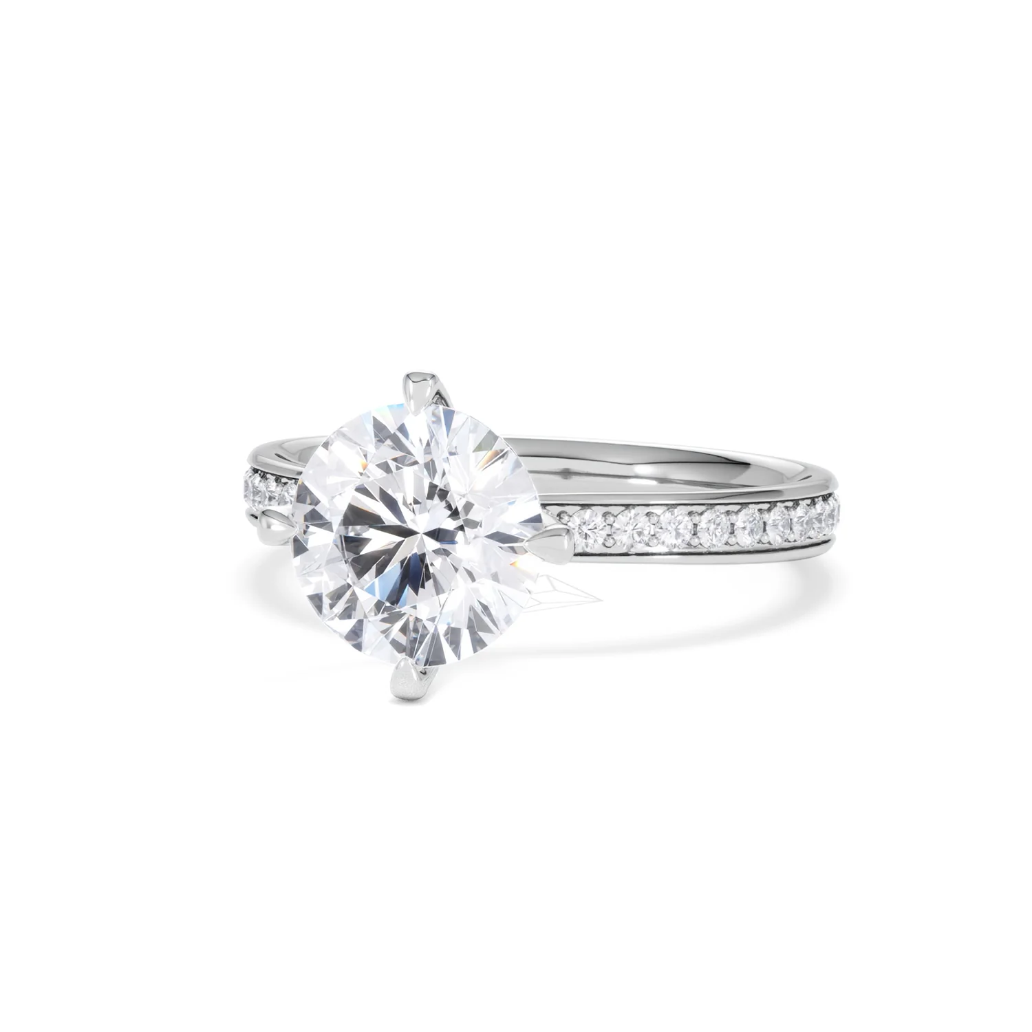 Origin Twist 2.00ct Round Cut Lab Diamond Solitaire Engagement Ring with Side Stones in 18K White Gold - Image 85