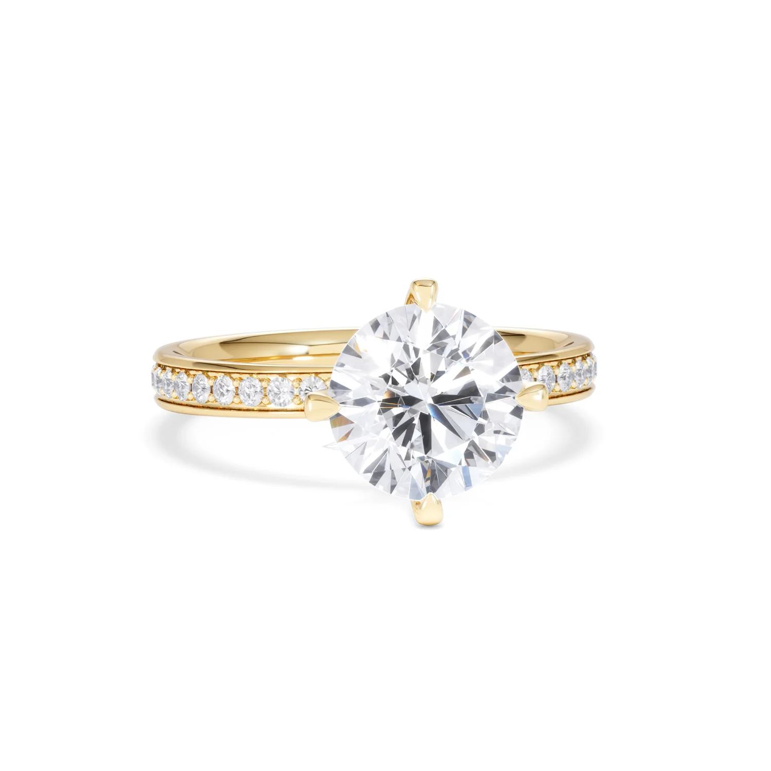 Origin Twist 2.00ct Round Cut Lab Diamond Solitaire Engagement Ring with Side Stones in 18K Yellow Gold - Image 11