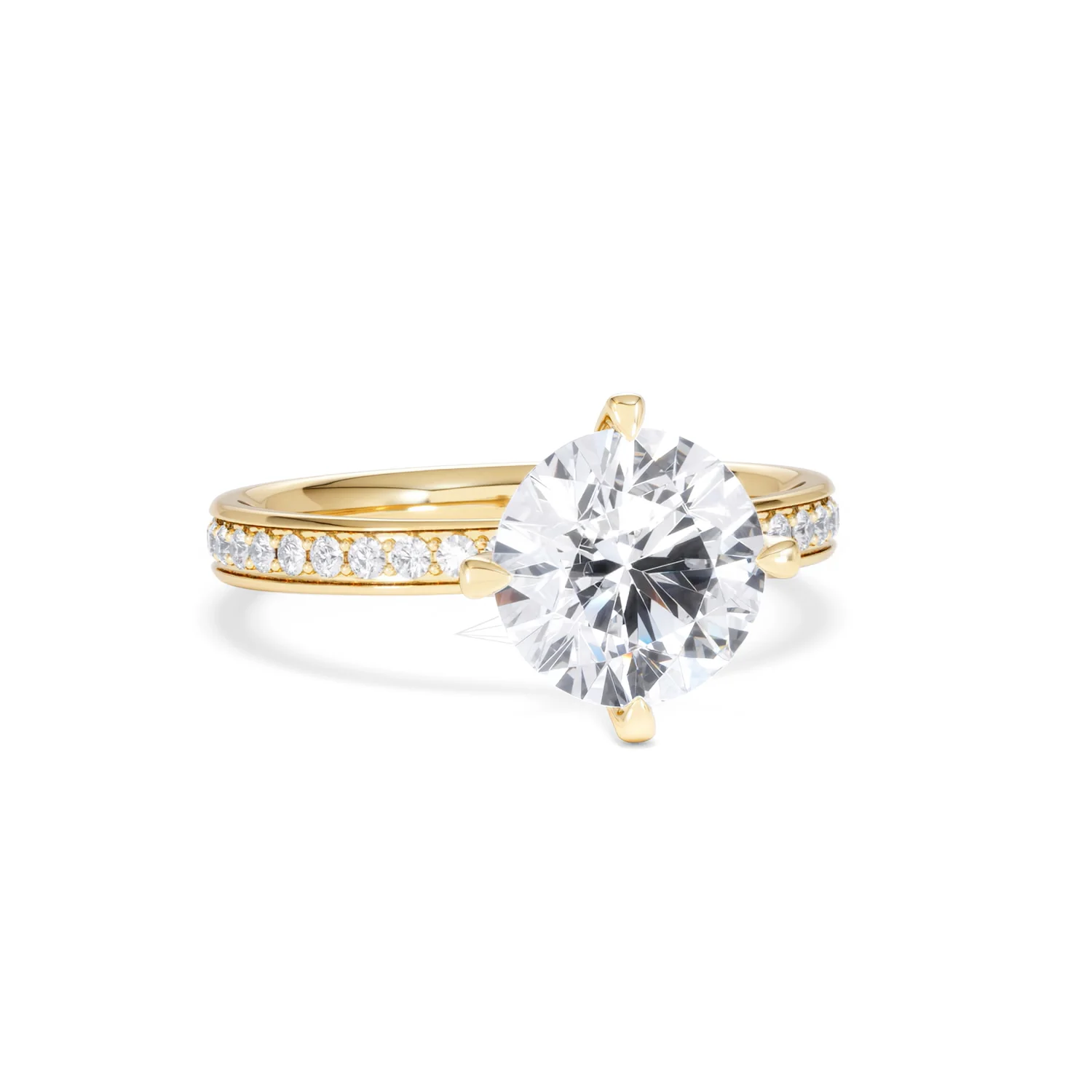 Origin Twist 2.00ct Round Cut Lab Diamond Solitaire Engagement Ring with Side Stones in 18K Yellow Gold - Image 12
