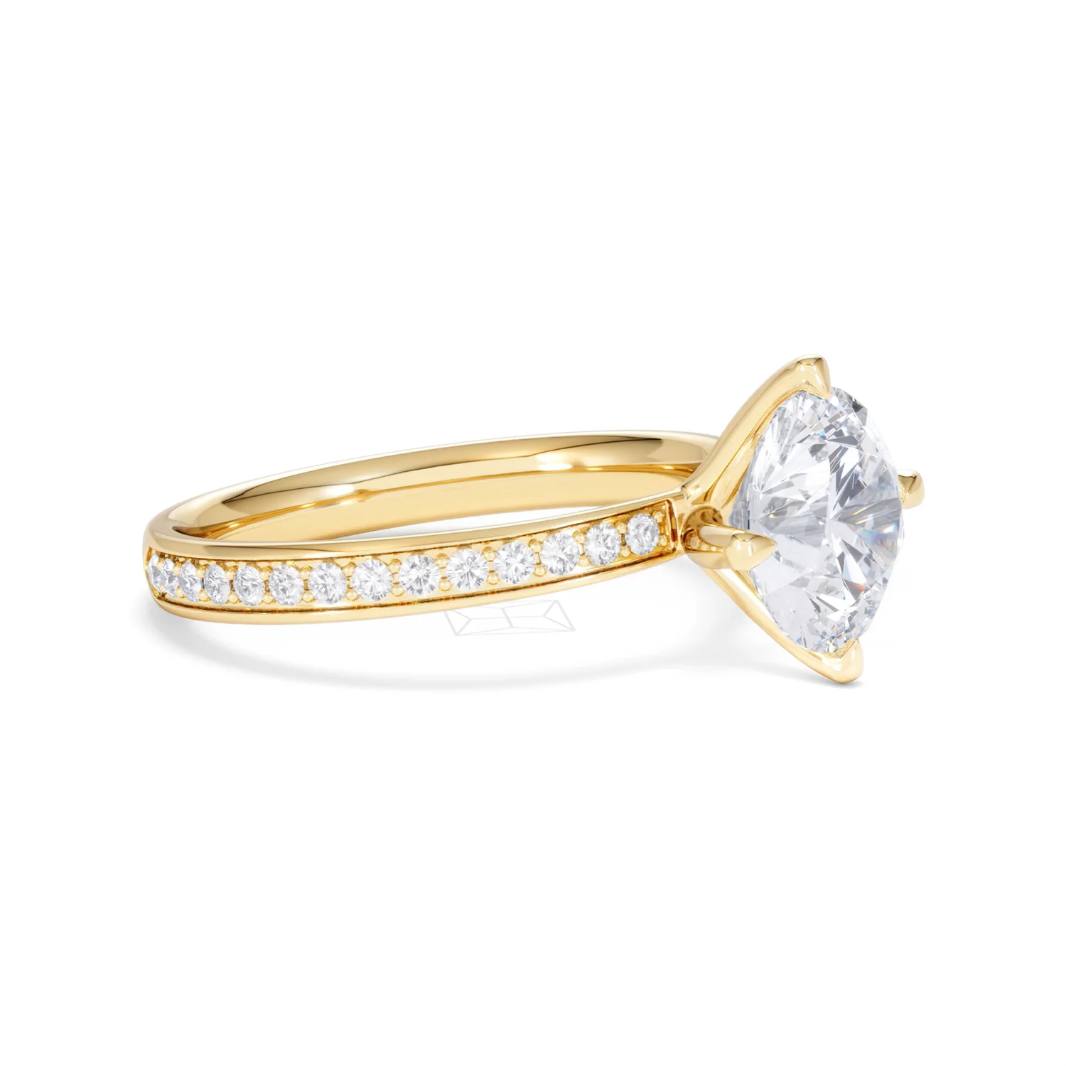 Origin Twist 2.00ct Round Cut Lab Diamond Solitaire Engagement Ring with Side Stones in 18K Yellow Gold - Image 21
