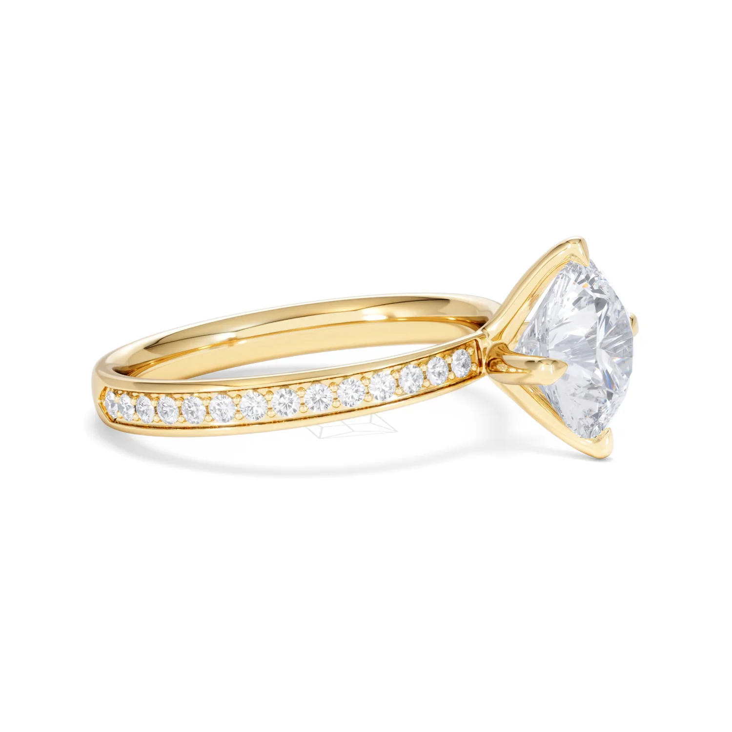 Origin Twist 2.00ct Round Cut Lab Diamond Solitaire Engagement Ring with Side Stones in 18K Yellow Gold - Image 23