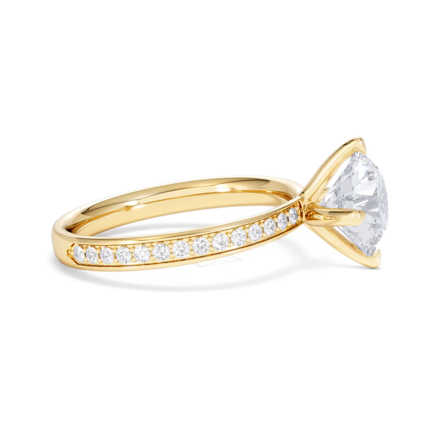 Origin Twist 2.00ct Round Cut Lab Diamond Solitaire Engagement Ring with Side Stones in 18K Yellow Gold - Image 26