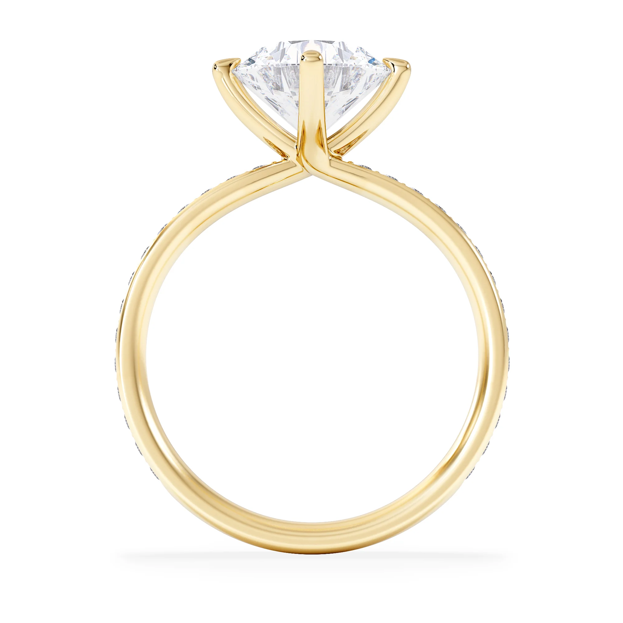 Origin Twist 2.00ct Round Cut Lab Diamond Solitaire Engagement Ring with Side Stones in 18K Yellow Gold - Image 3