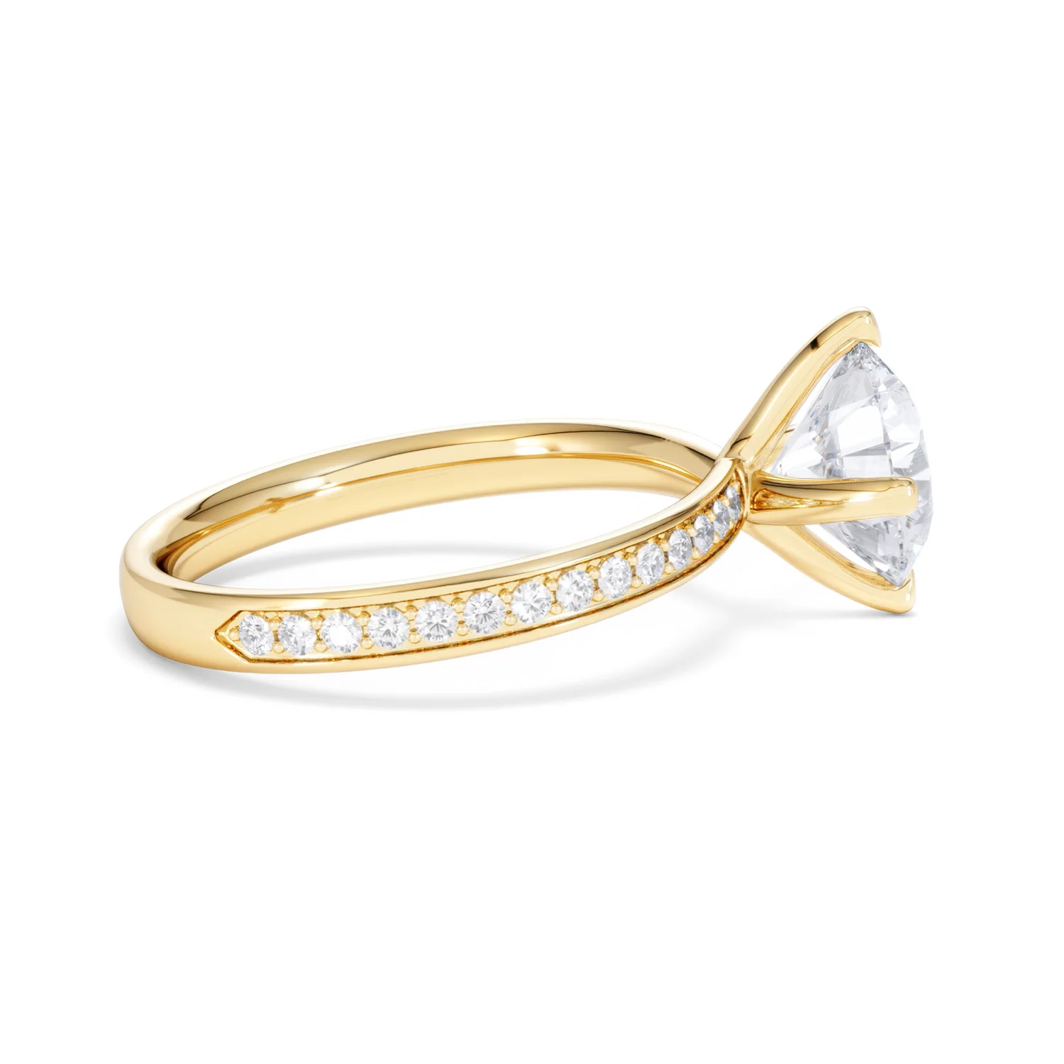 Origin Twist 2.00ct Round Cut Lab Diamond Solitaire Engagement Ring with Side Stones in 18K Yellow Gold - Image 30