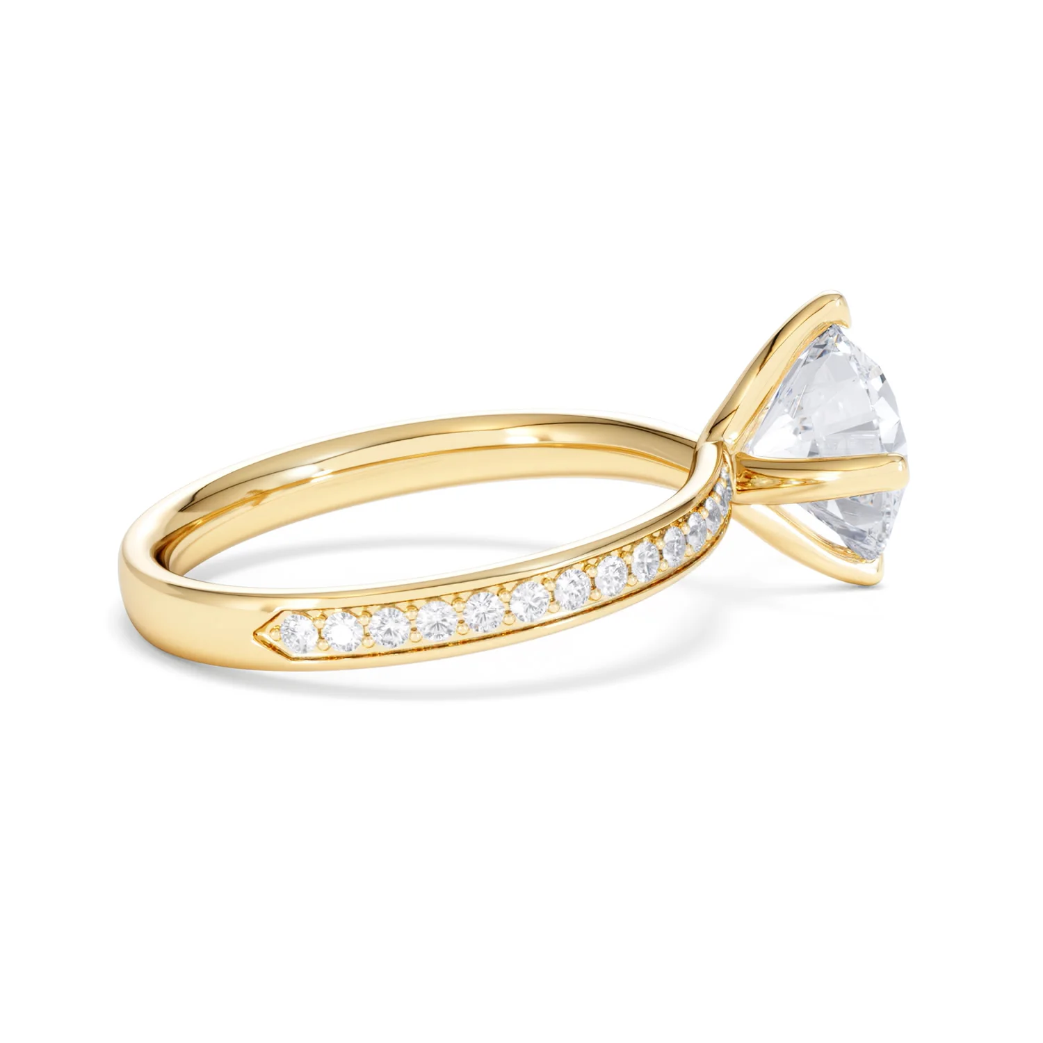 Origin Twist 2.00ct Round Cut Lab Diamond Solitaire Engagement Ring with Side Stones in 18K Yellow Gold - Image 32