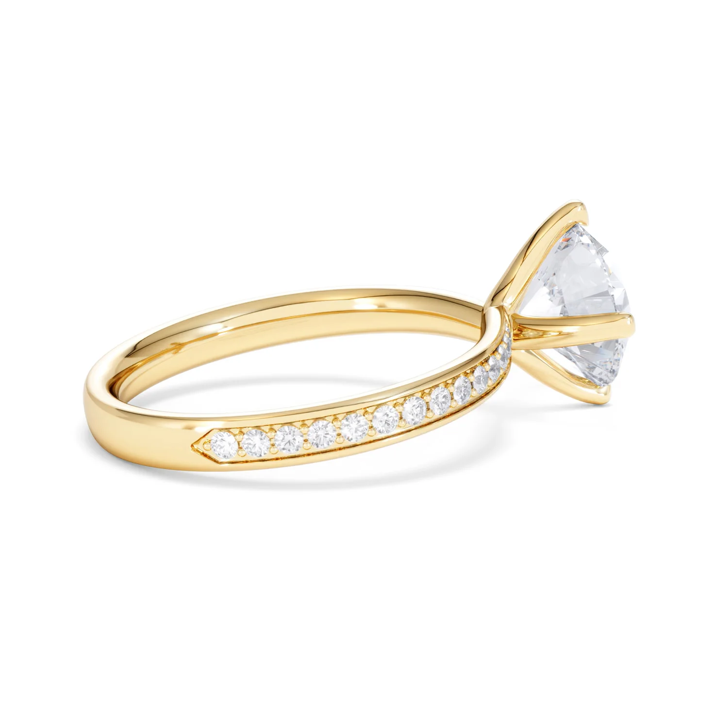 Origin Twist 2.00ct Round Cut Lab Diamond Solitaire Engagement Ring with Side Stones in 18K Yellow Gold - Image 33