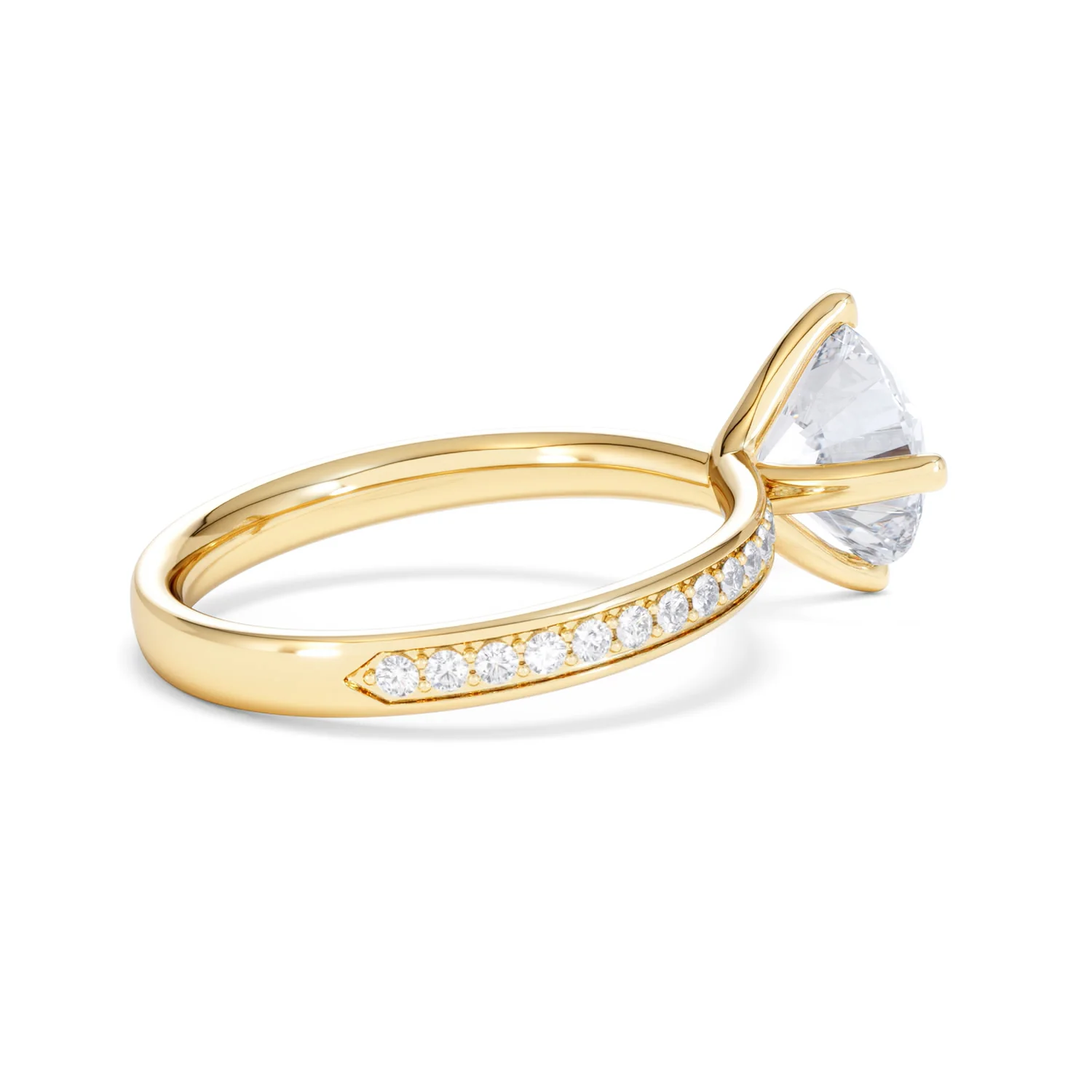 Origin Twist 2.00ct Round Cut Lab Diamond Solitaire Engagement Ring with Side Stones in 18K Yellow Gold - Image 35