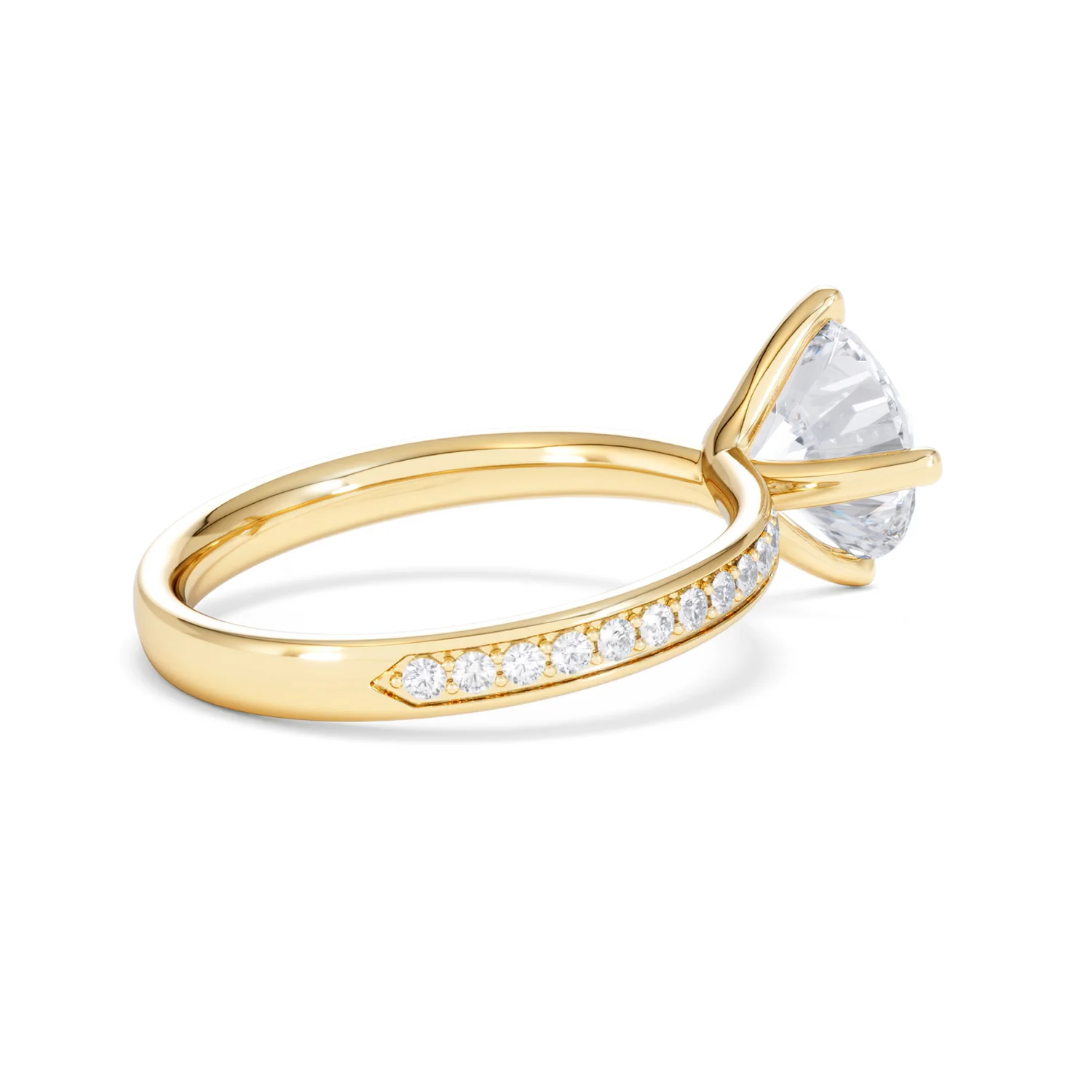 Origin Twist 2.00ct Round Cut Lab Diamond Solitaire Engagement Ring with Side Stones in 18K Yellow Gold - Image 36
