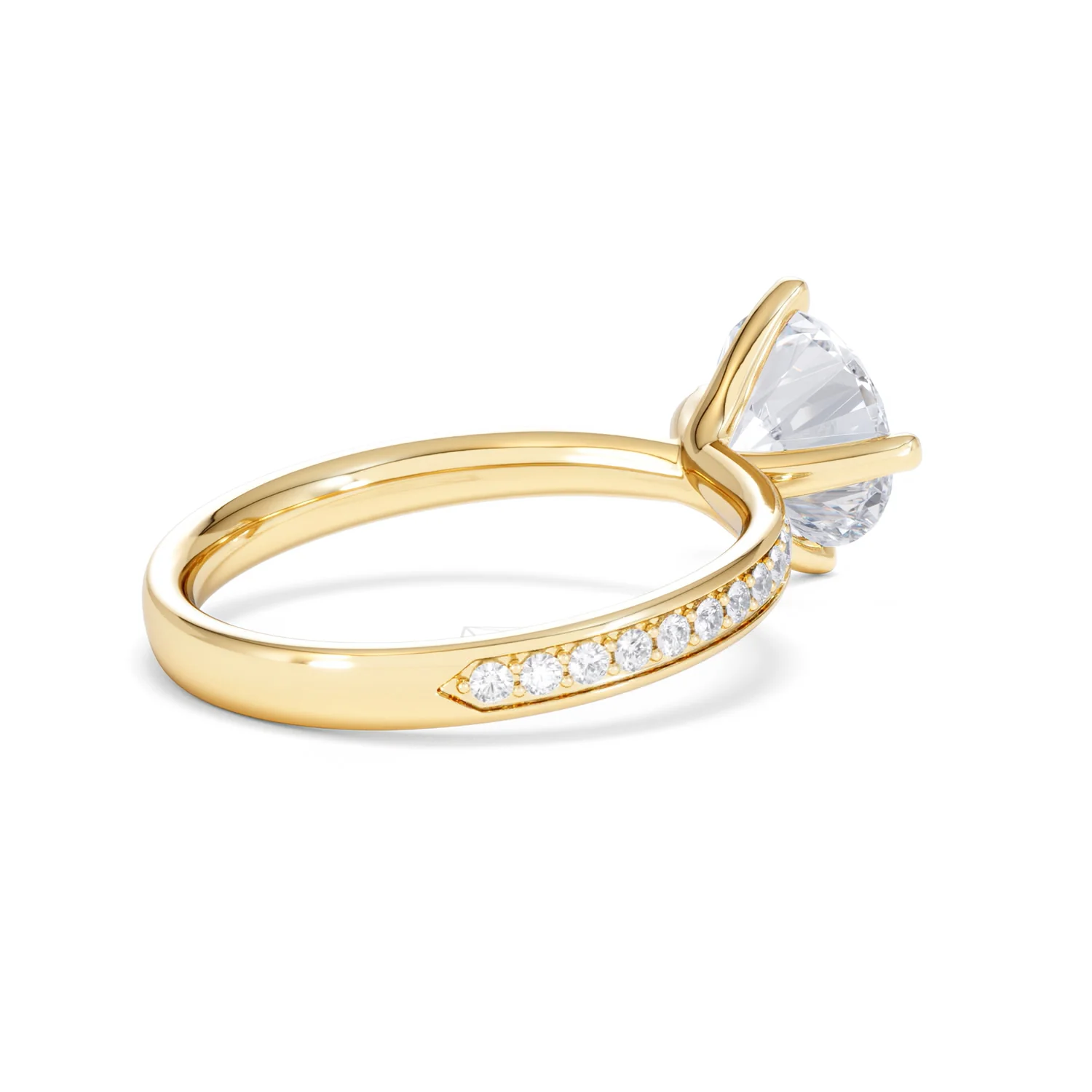Origin Twist 2.00ct Round Cut Lab Diamond Solitaire Engagement Ring with Side Stones in 18K Yellow Gold - Image 38