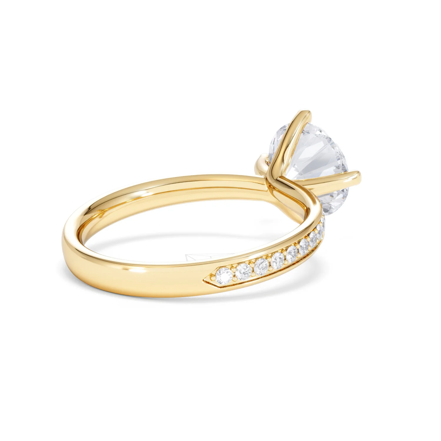 Origin Twist 2.00ct Round Cut Lab Diamond Solitaire Engagement Ring with Side Stones in 18K Yellow Gold - Image 40