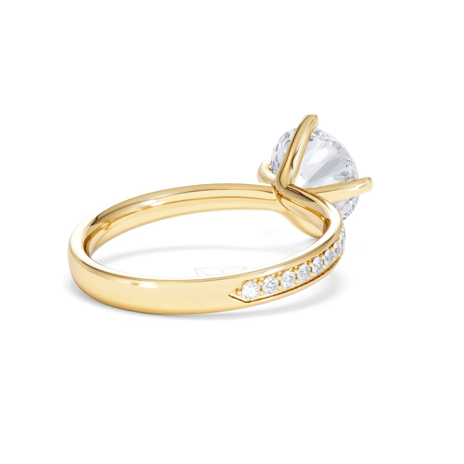 Origin Twist 2.00ct Round Cut Lab Diamond Solitaire Engagement Ring with Side Stones in 18K Yellow Gold - Image 41