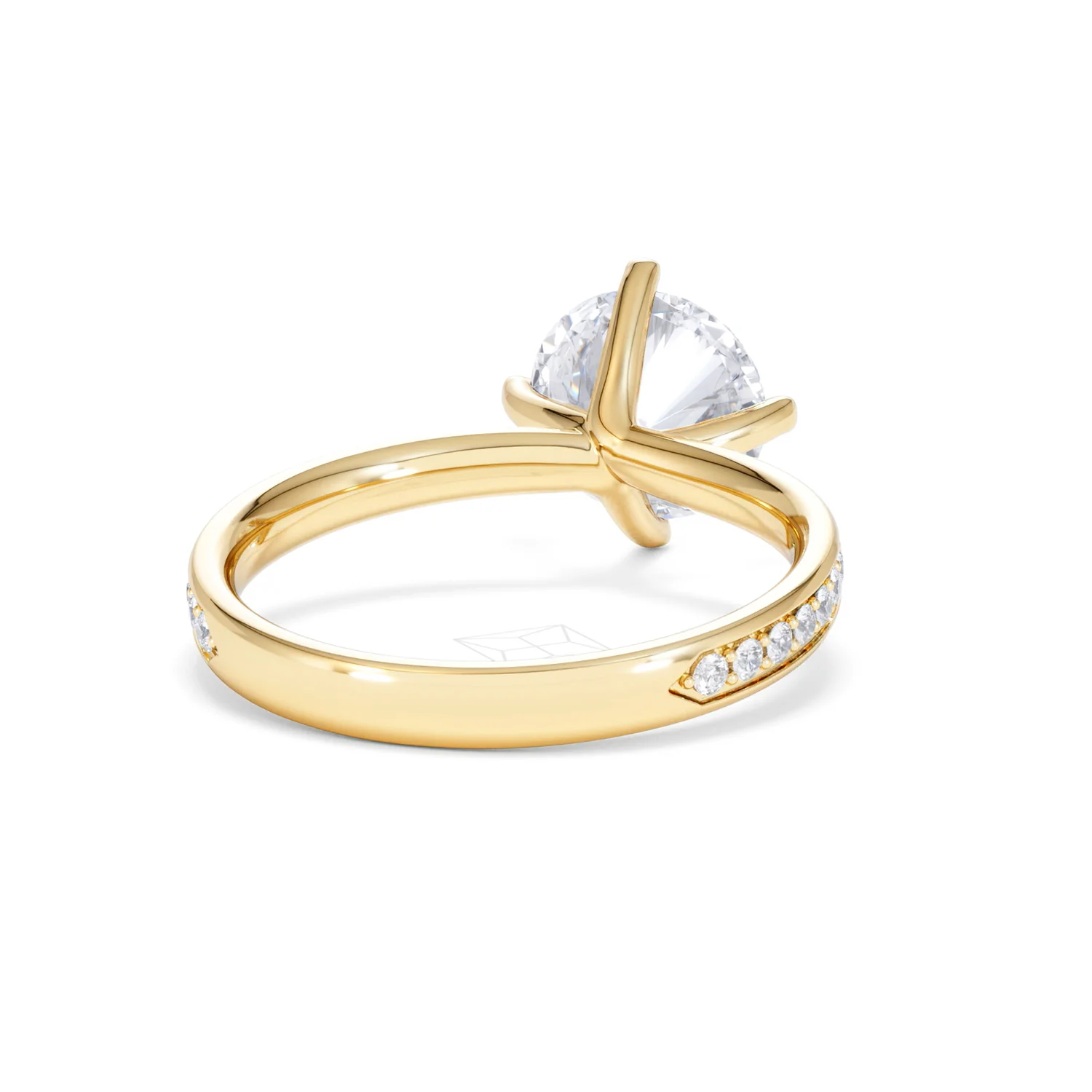 Origin Twist 2.00ct Round Cut Lab Diamond Solitaire Engagement Ring with Side Stones in 18K Yellow Gold - Image 45