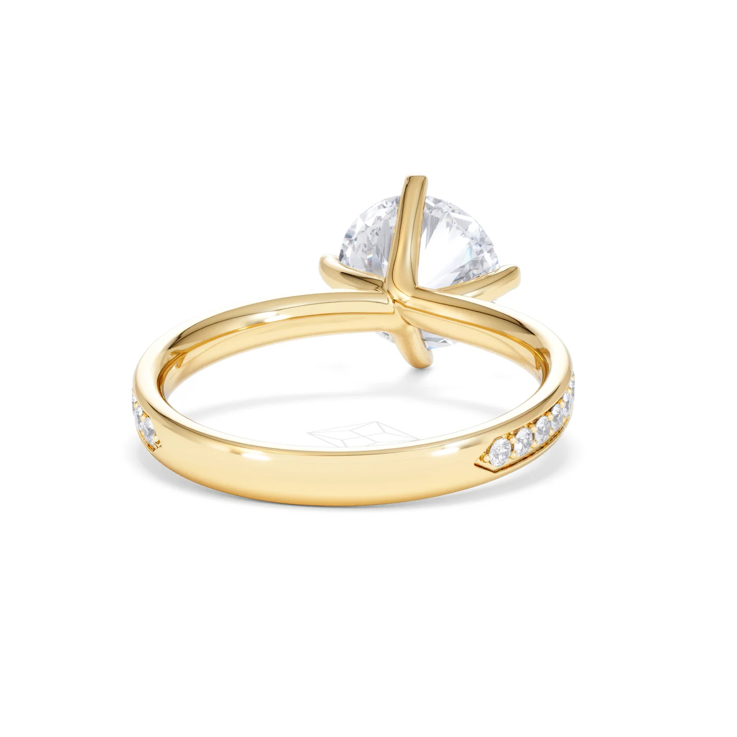 Origin Twist 2.00ct Round Cut Lab Diamond Solitaire Engagement Ring with Side Stones in 18K Yellow Gold - Image 46