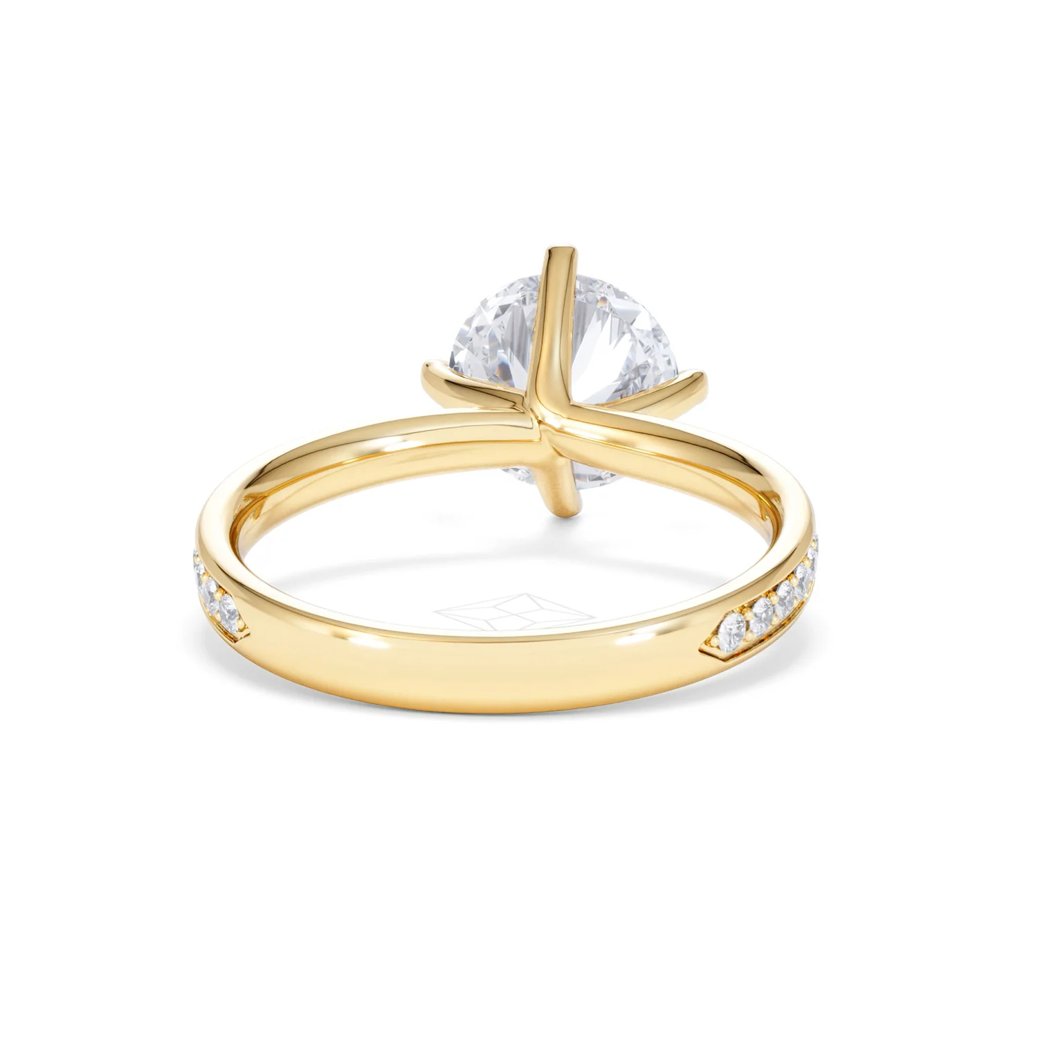Origin Twist 2.00ct Round Cut Lab Diamond Solitaire Engagement Ring with Side Stones in 18K Yellow Gold - Image 47