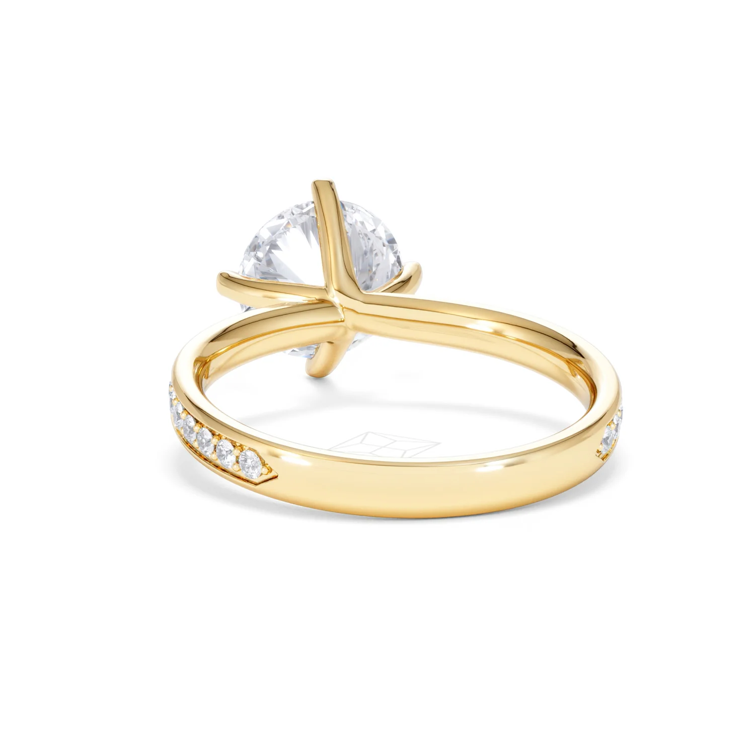 Origin Twist 2.00ct Round Cut Lab Diamond Solitaire Engagement Ring with Side Stones in 18K Yellow Gold - Image 52