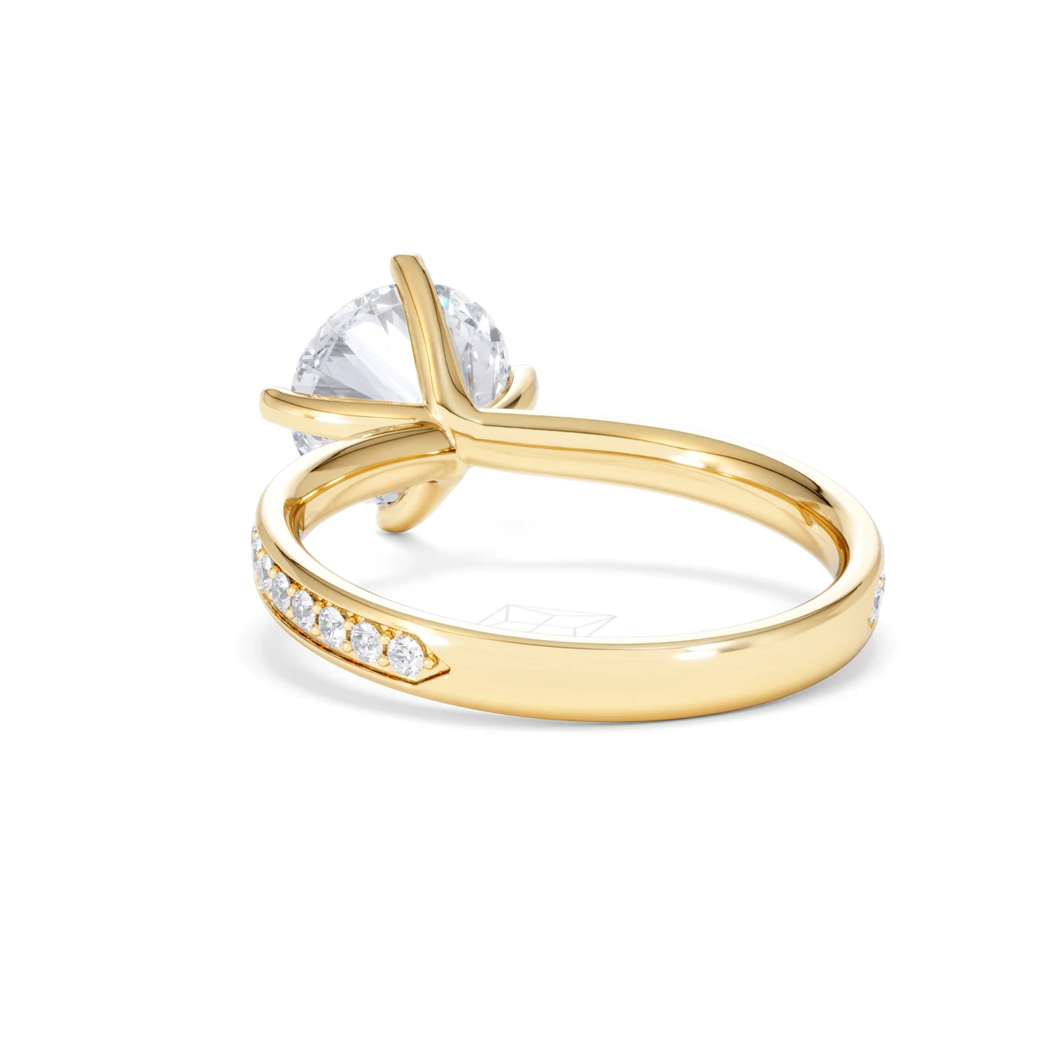 Origin Twist 2.00ct Round Cut Lab Diamond Solitaire Engagement Ring with Side Stones in 18K Yellow Gold - Image 54