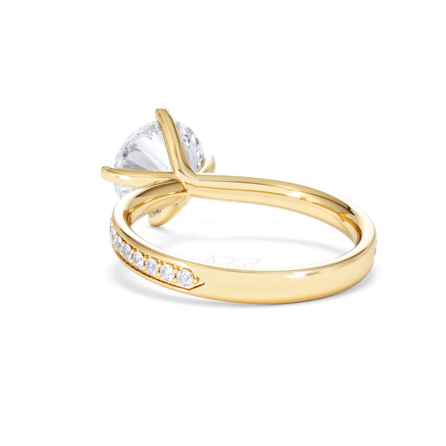 Origin Twist 2.00ct Round Cut Lab Diamond Solitaire Engagement Ring with Side Stones in 18K Yellow Gold - Image 55