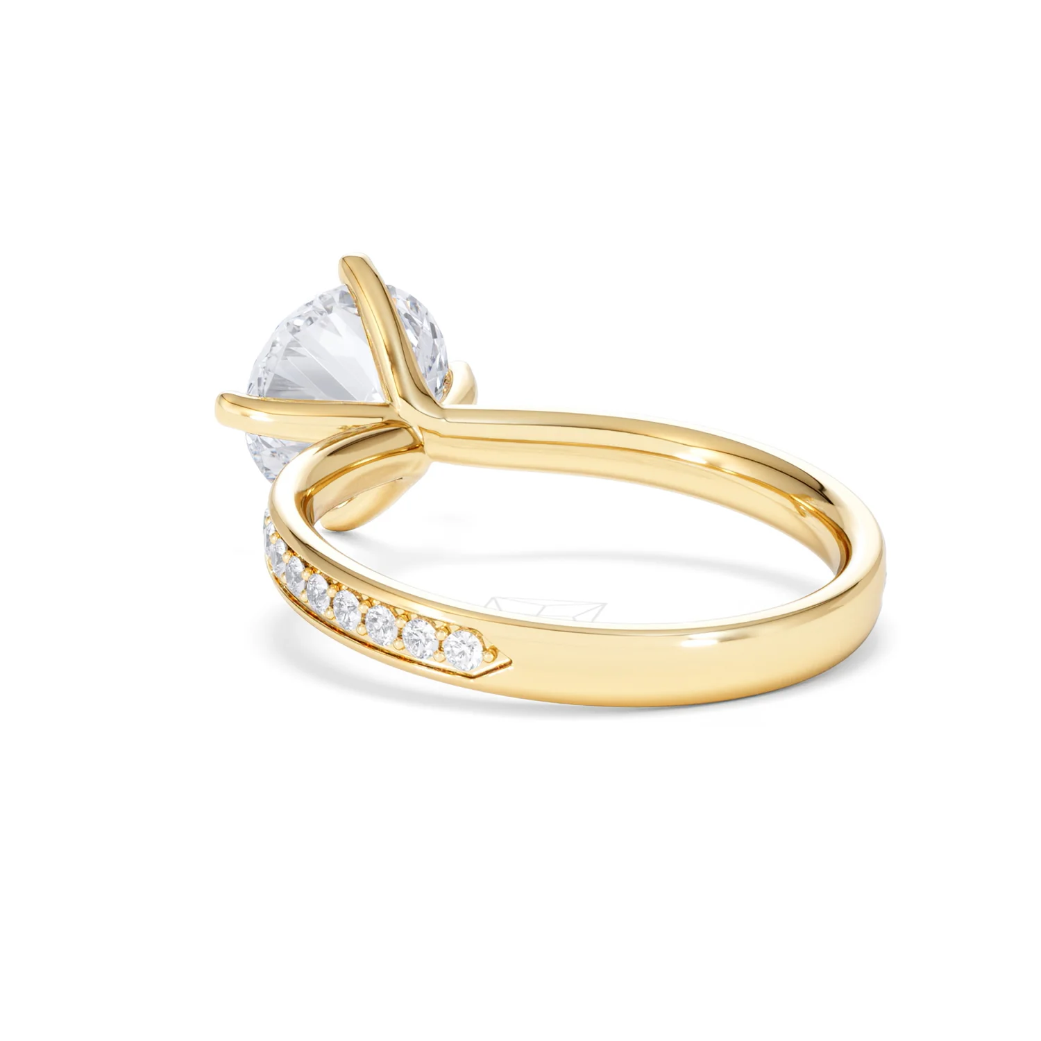 Origin Twist 2.00ct Round Cut Lab Diamond Solitaire Engagement Ring with Side Stones in 18K Yellow Gold - Image 56