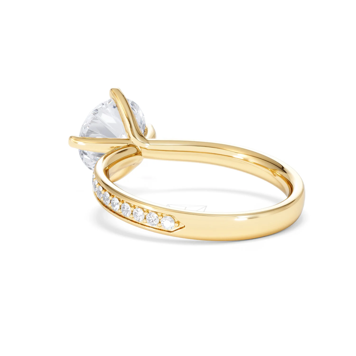 Origin Twist 2.00ct Round Cut Lab Diamond Solitaire Engagement Ring with Side Stones in 18K Yellow Gold - Image 57