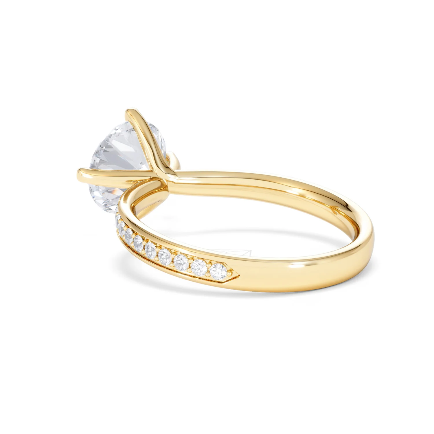 Origin Twist 2.00ct Round Cut Lab Diamond Solitaire Engagement Ring with Side Stones in 18K Yellow Gold - Image 58