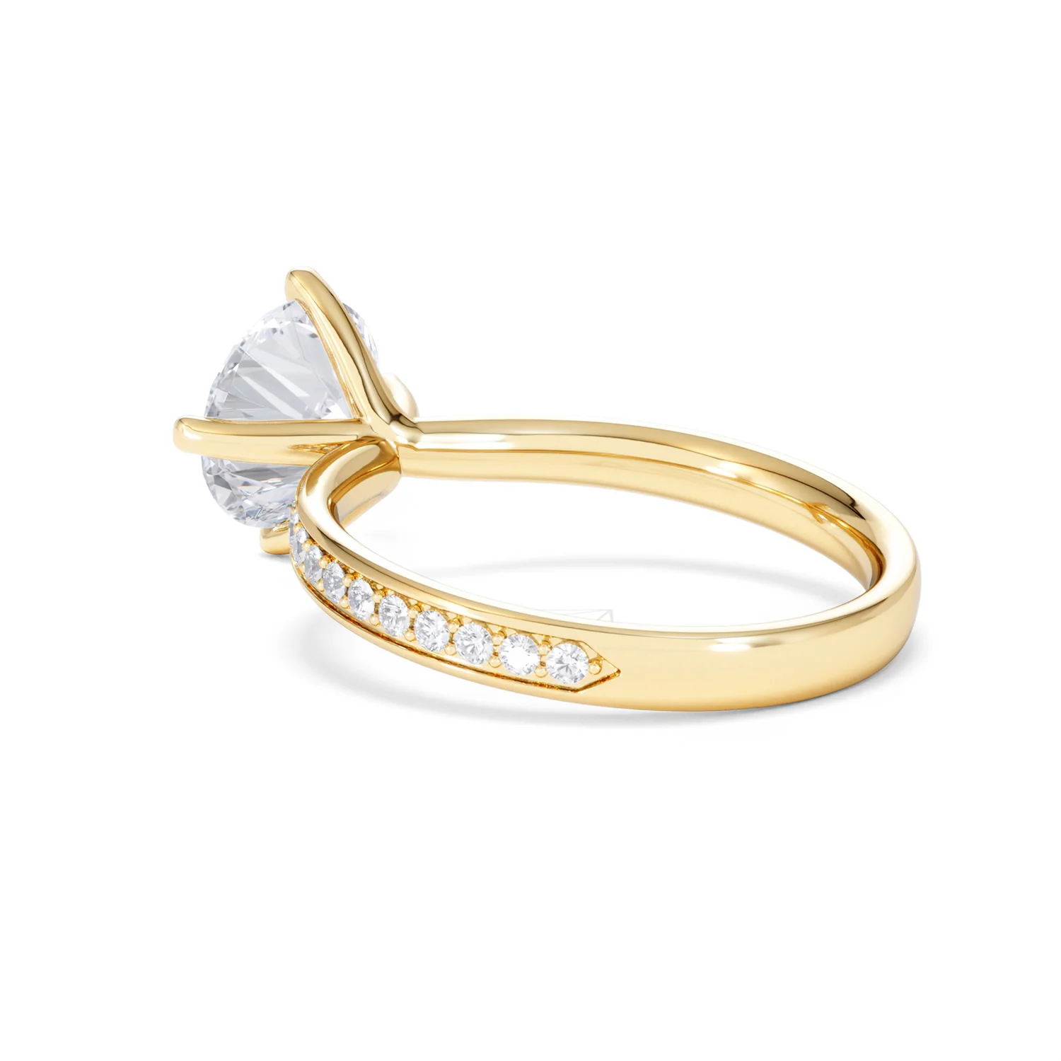 Origin Twist 2.00ct Round Cut Lab Diamond Solitaire Engagement Ring with Side Stones in 18K Yellow Gold - Image 59