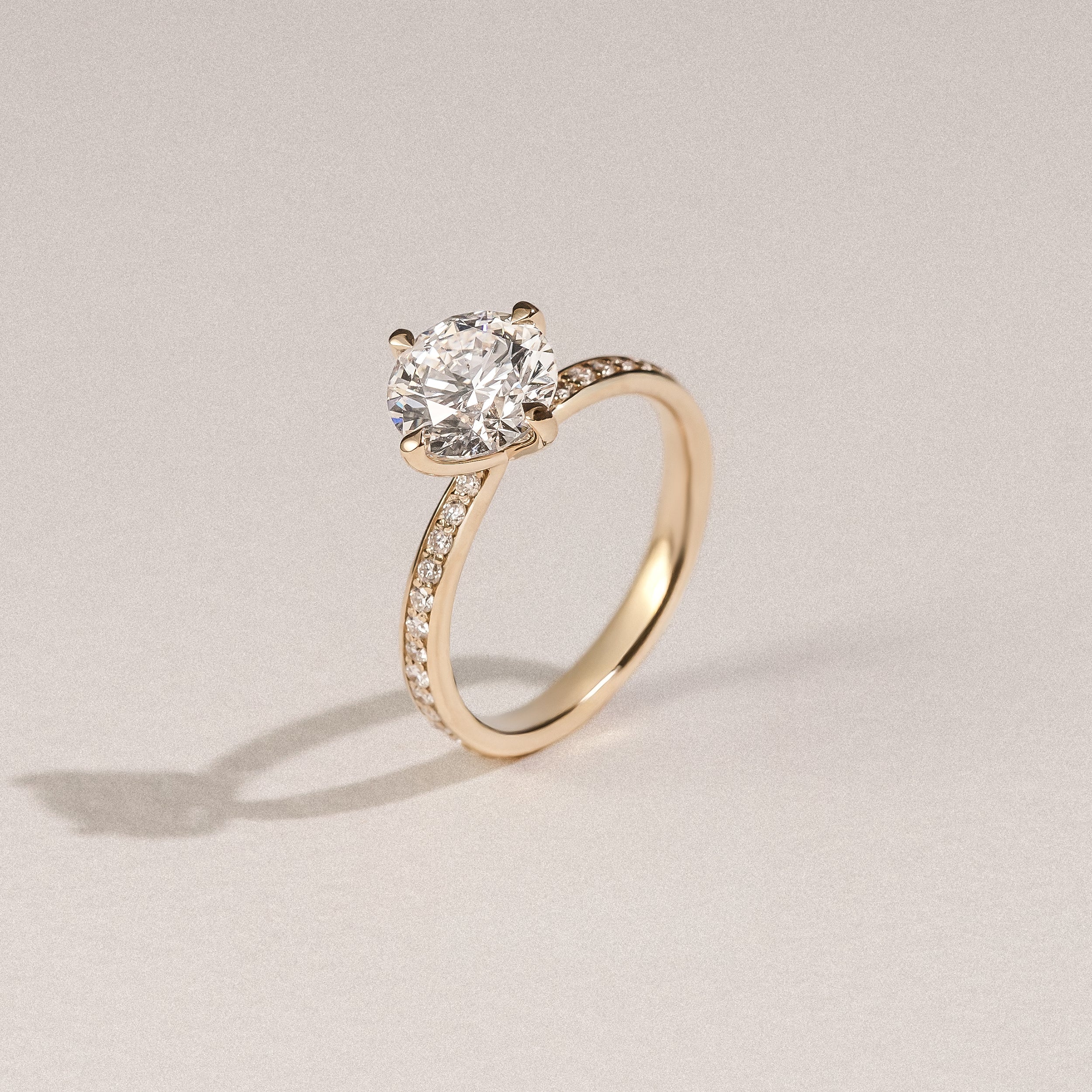 Origin Twist 2.00ct Round Cut Lab Diamond Solitaire Engagement Ring with Side Stones in 18K Yellow Gold - Image 6