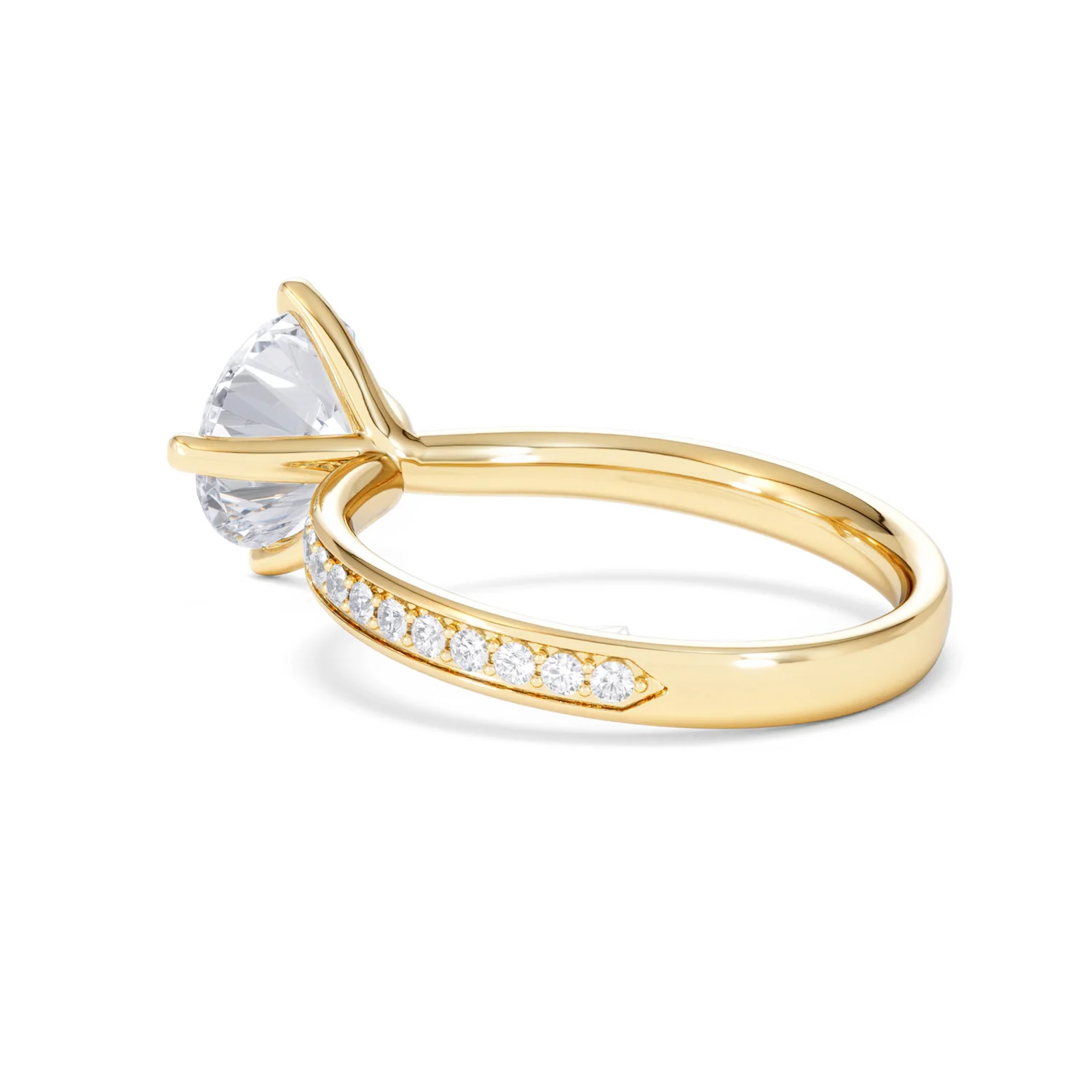 Origin Twist 2.00ct Round Cut Lab Diamond Solitaire Engagement Ring with Side Stones in 18K Yellow Gold - Image 60
