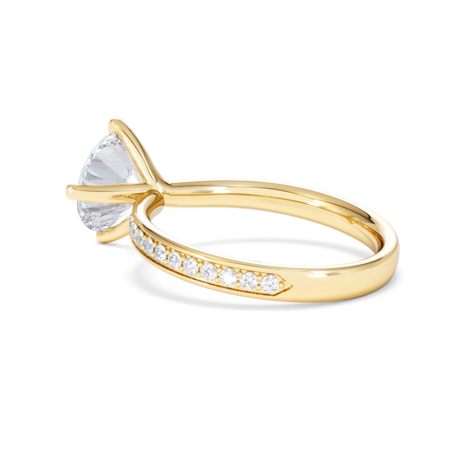 Origin Twist 2.00ct Round Cut Lab Diamond Solitaire Engagement Ring with Side Stones in 18K Yellow Gold - Image 61