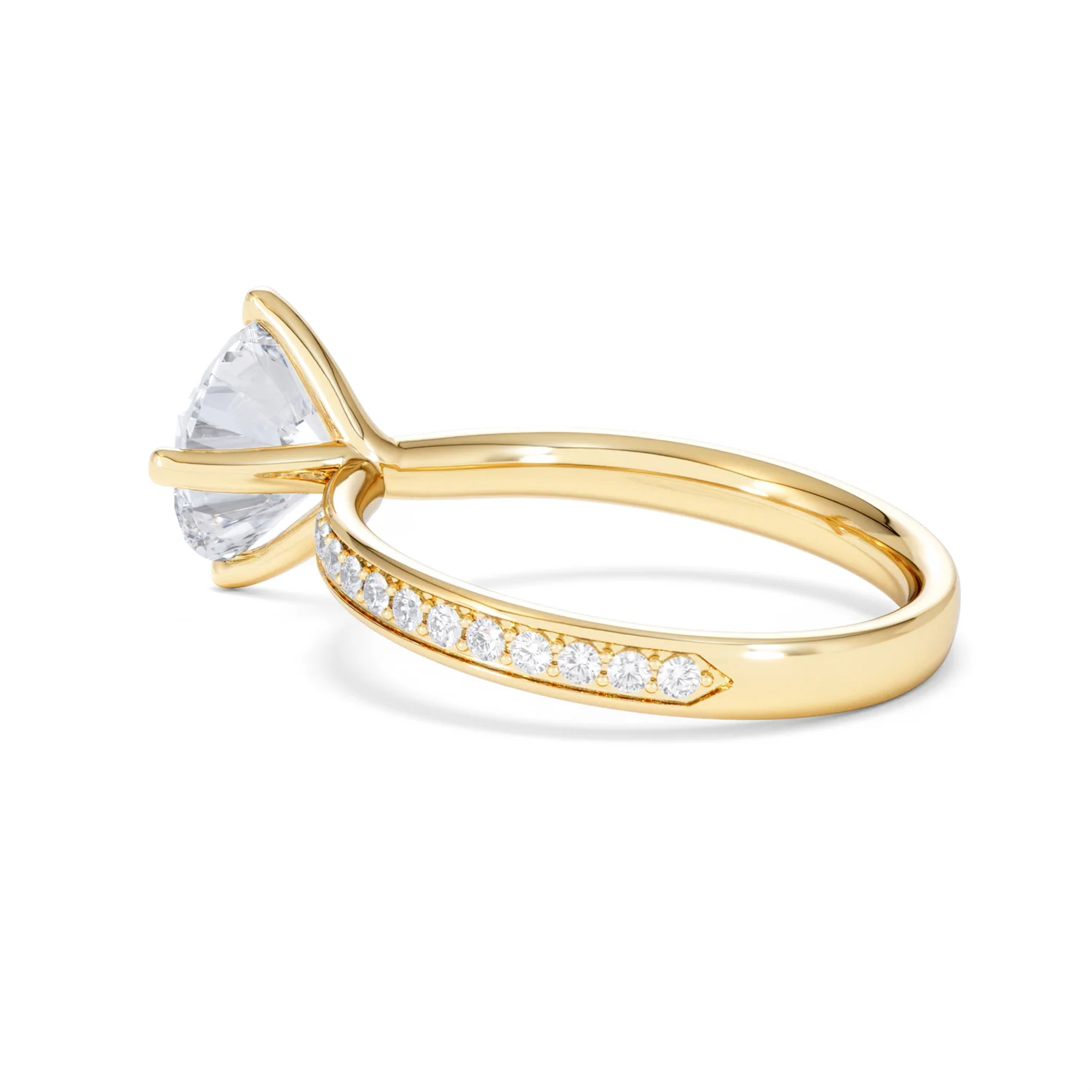 Origin Twist 2.00ct Round Cut Lab Diamond Solitaire Engagement Ring with Side Stones in 18K Yellow Gold - Image 62