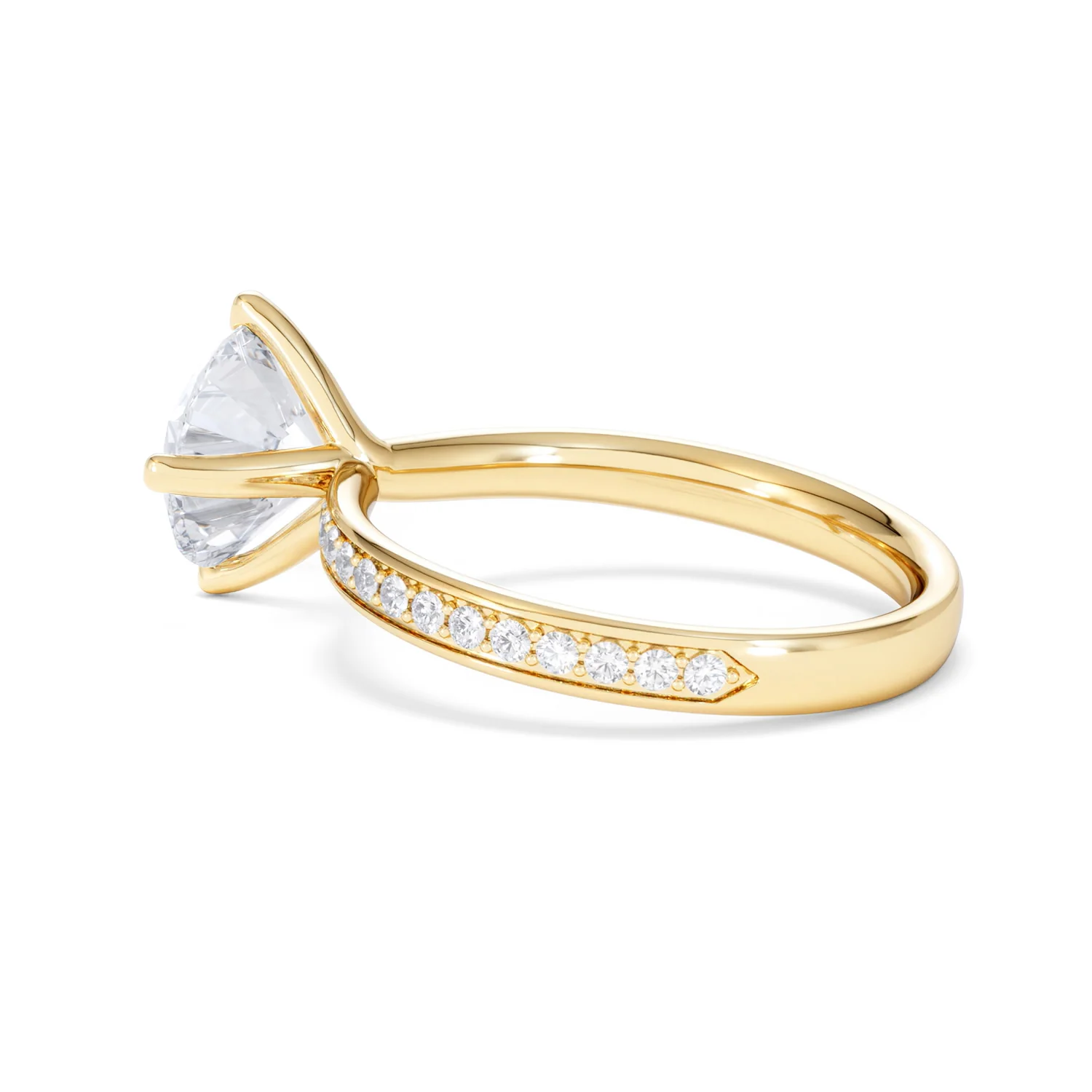 Origin Twist 2.00ct Round Cut Lab Diamond Solitaire Engagement Ring with Side Stones in 18K Yellow Gold - Image 63